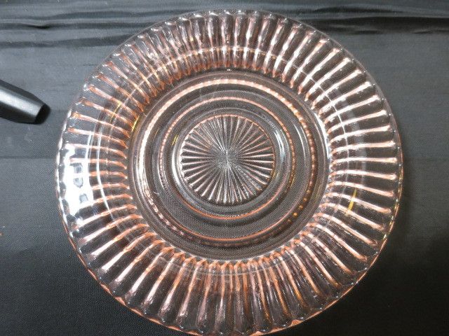 Coronation Banded Rib Saxon Pink Hocking Glass 6 inch cup plate