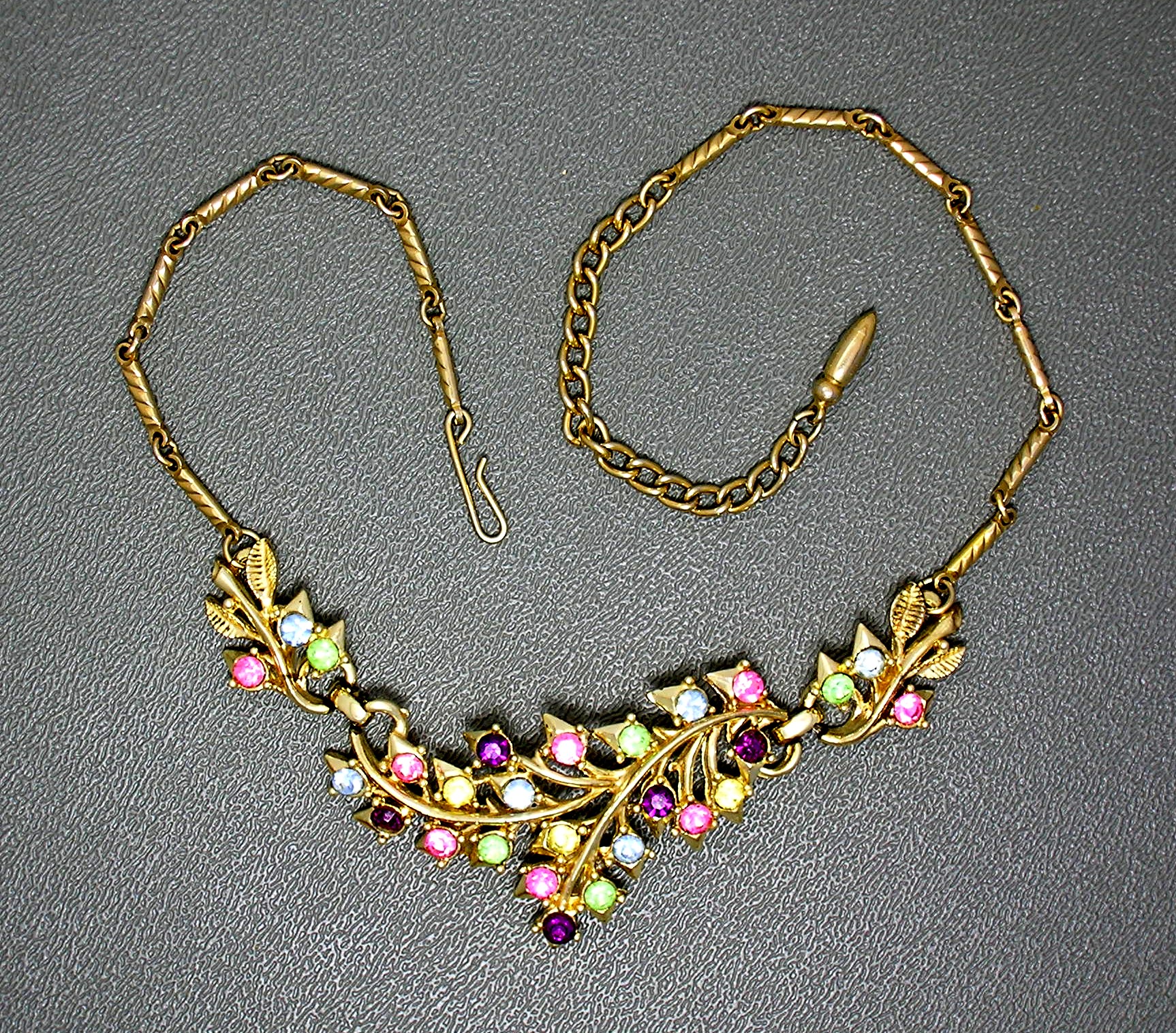 Coro Gold Crystal Flower Necklace