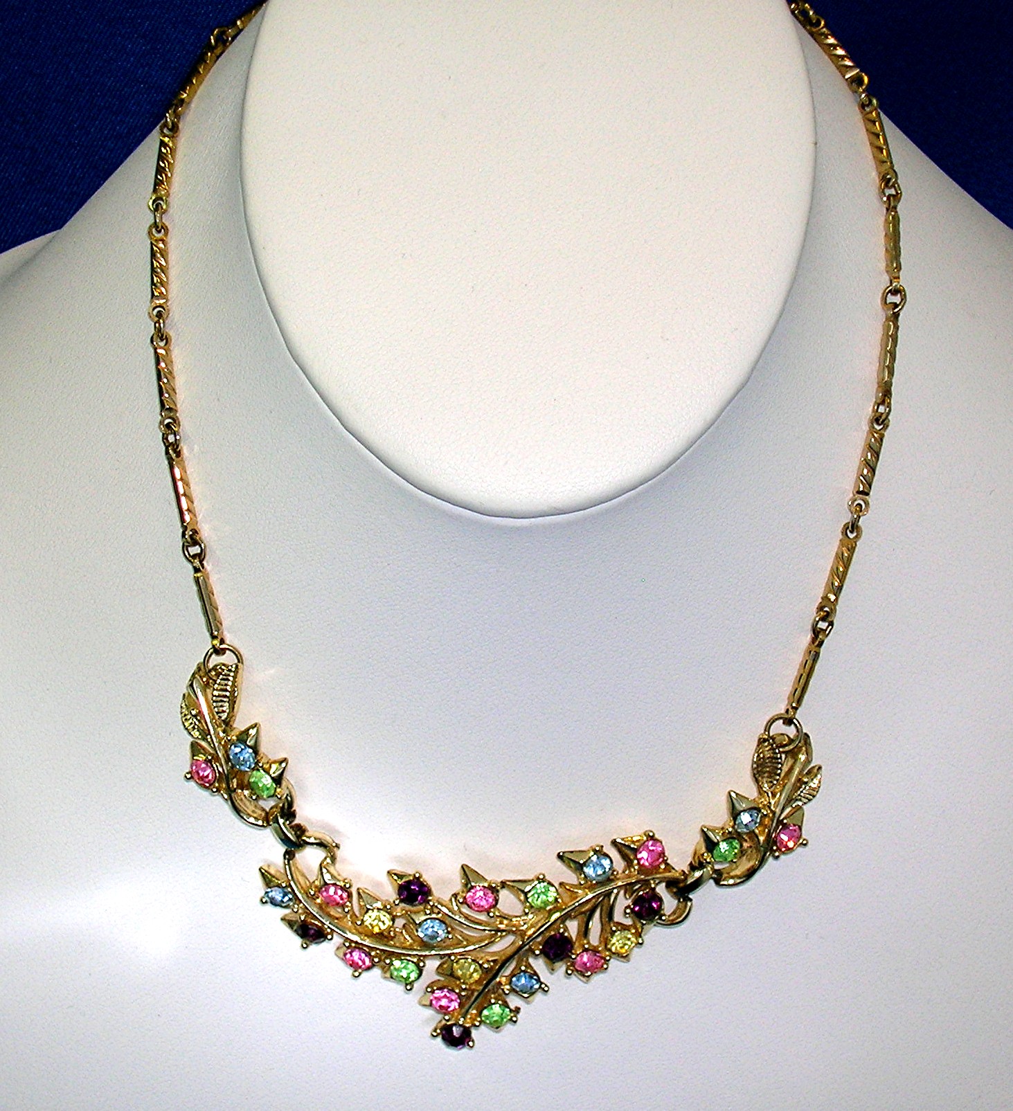 Coro Gold Crystal Flower Necklace