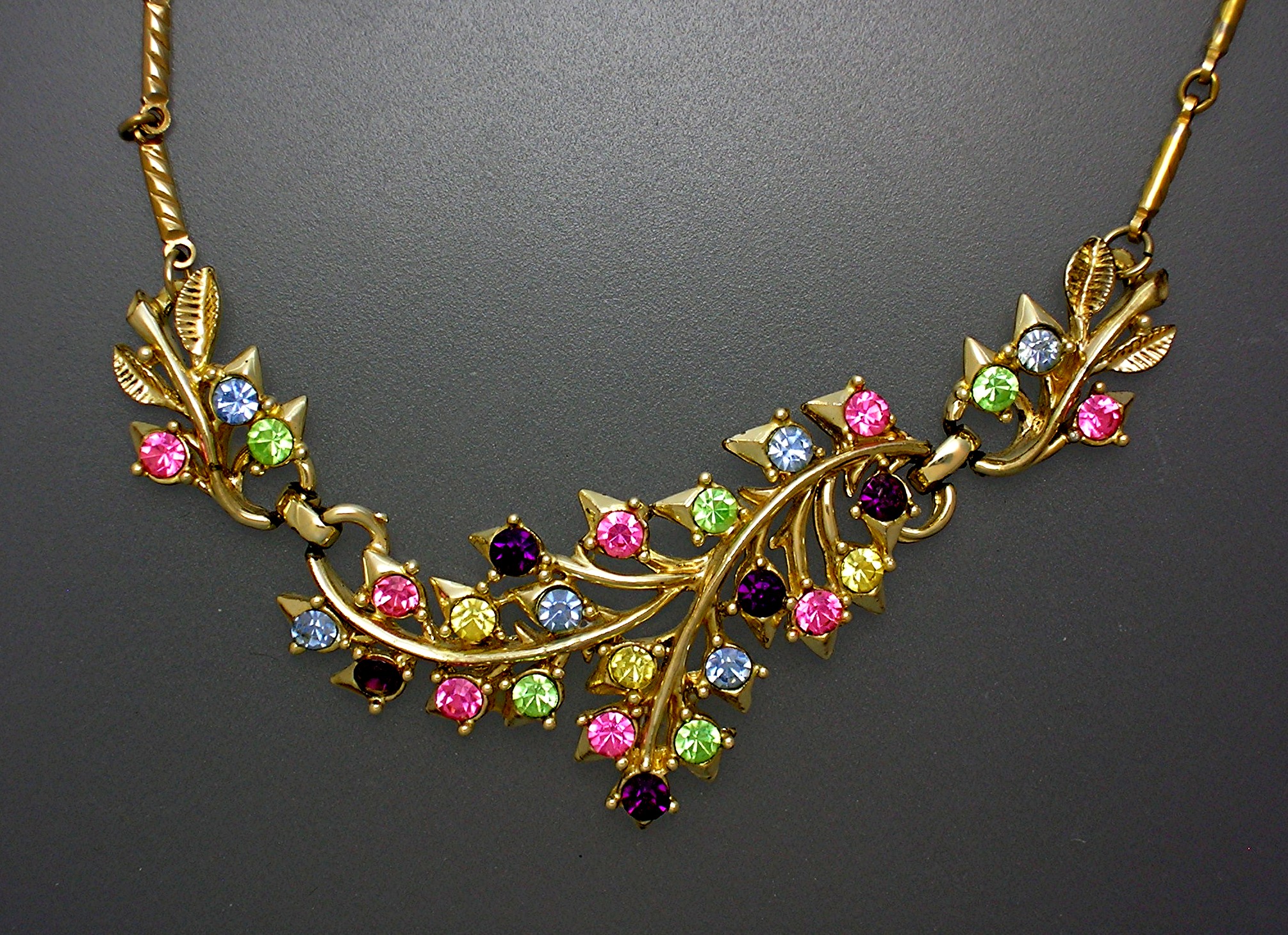 Coro Gold Crystal Flower Necklace