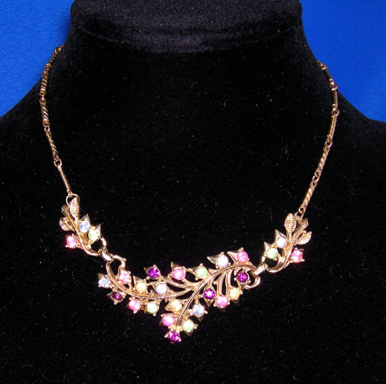 Coro Gold Crystal Flower Necklace