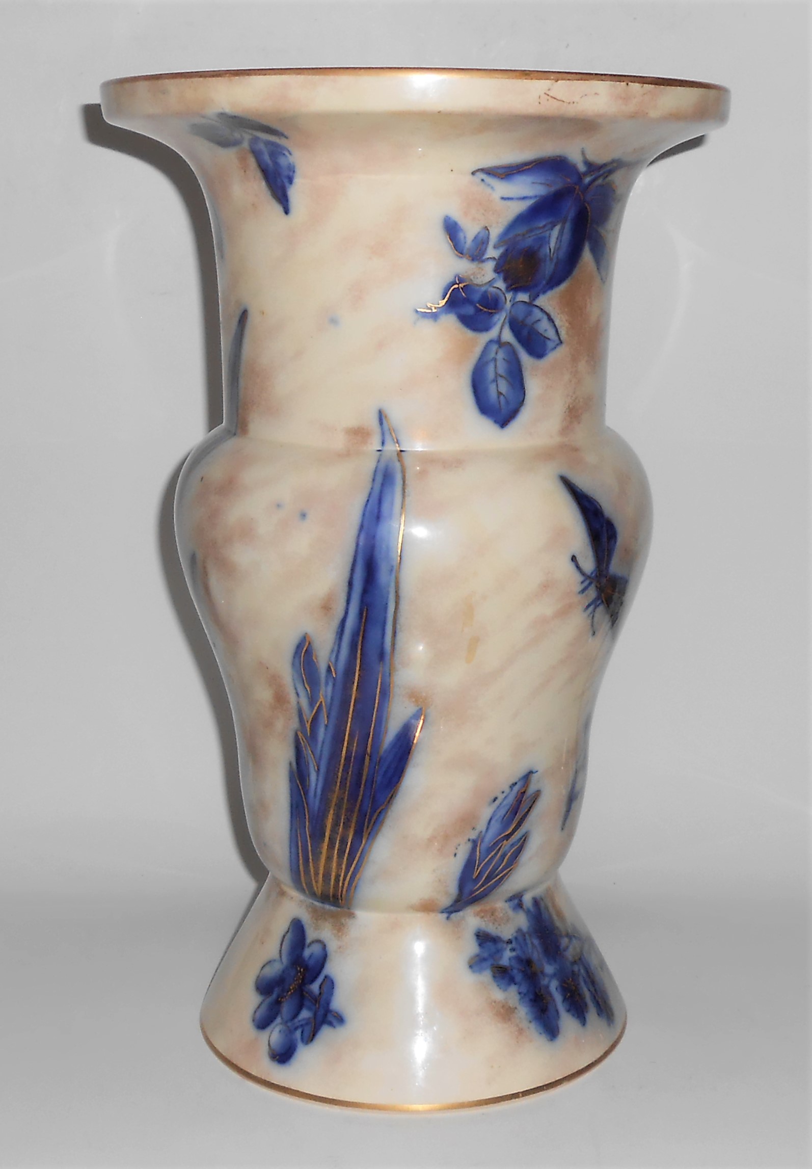 Doulton China Pottery Later 1800's Flow Blue / Gold Car