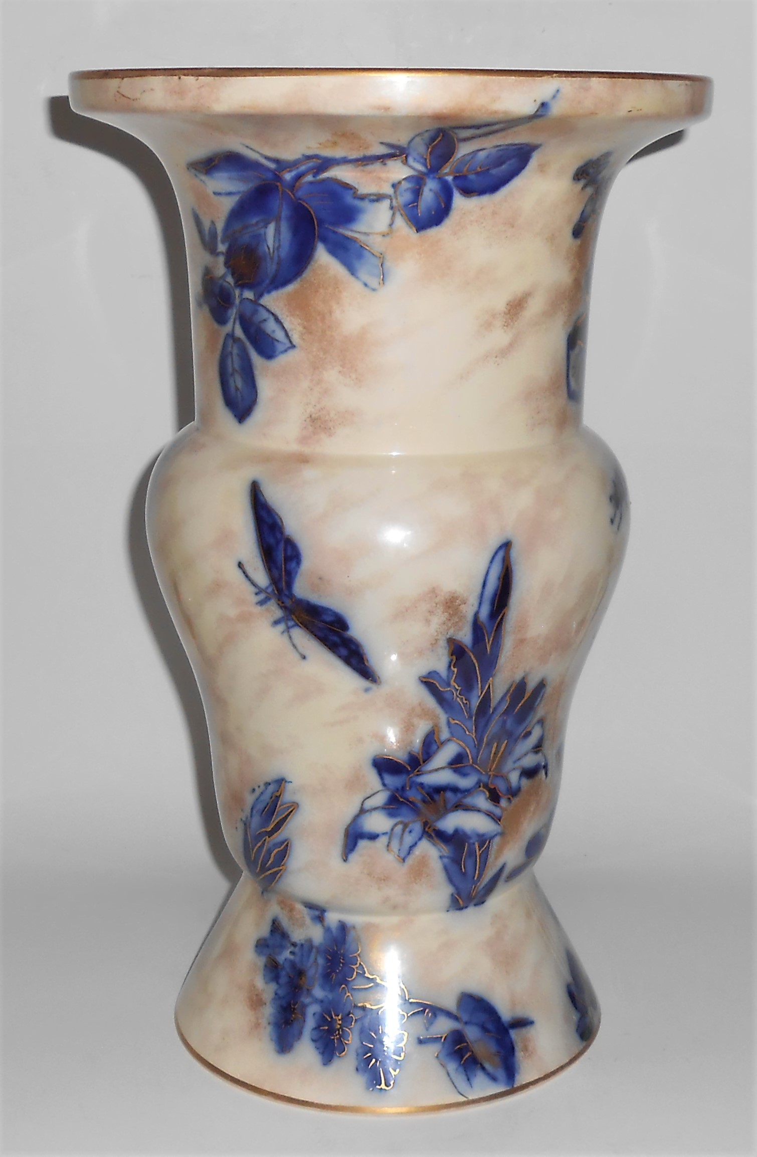 Doulton China Pottery Later 1800's Flow Blue / Gold Car