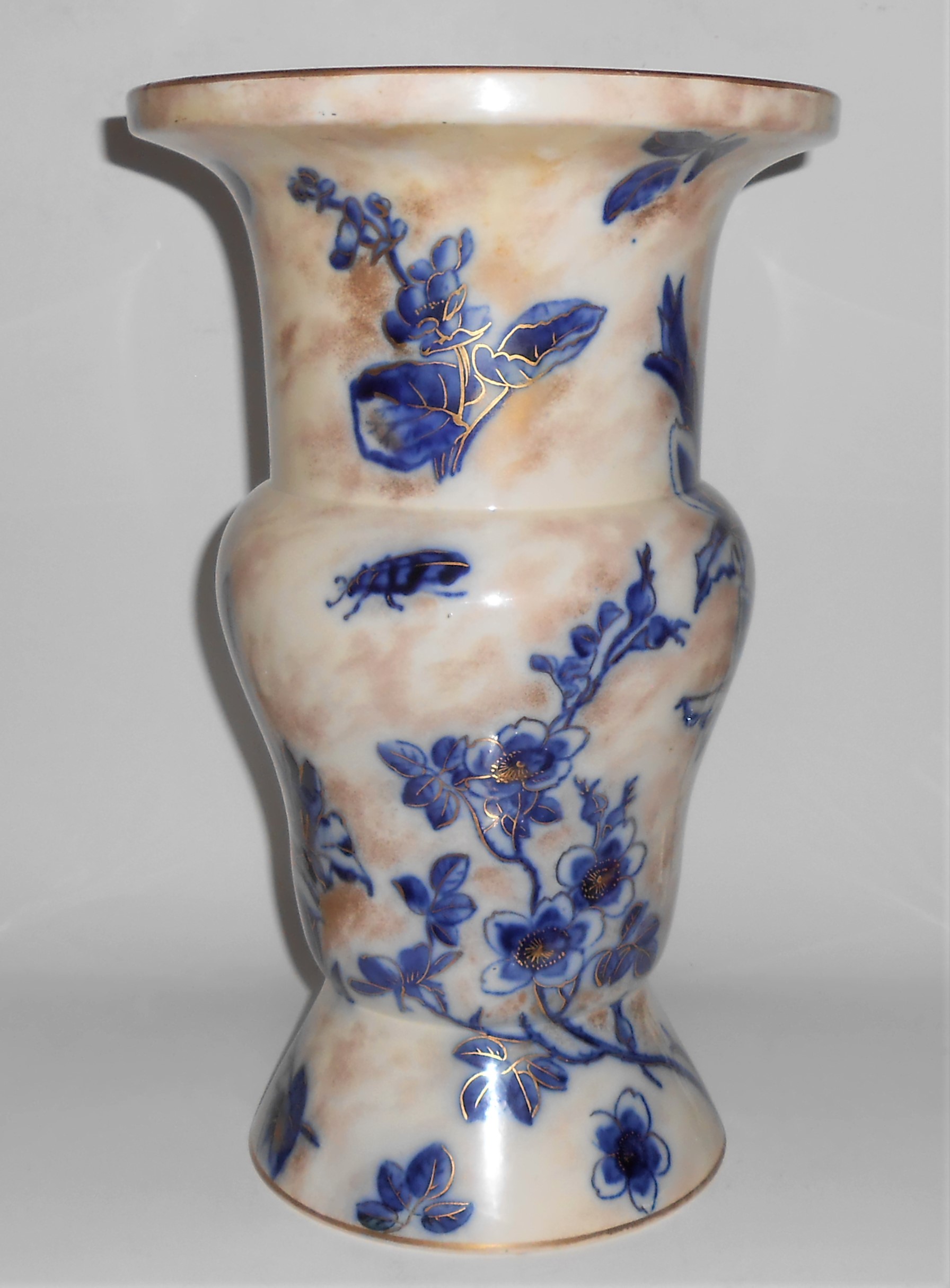 Doulton China Pottery Later 1800's Flow Blue / Gold Car