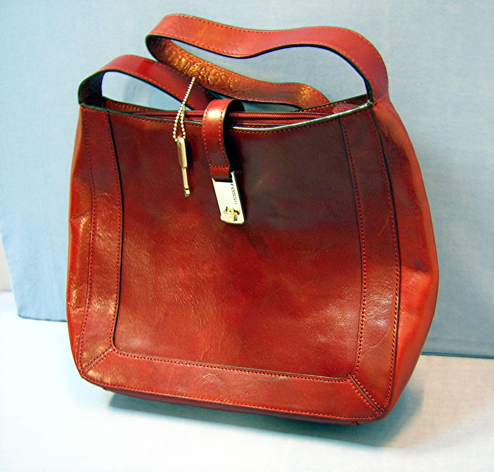 Red Leather Fossil Bag