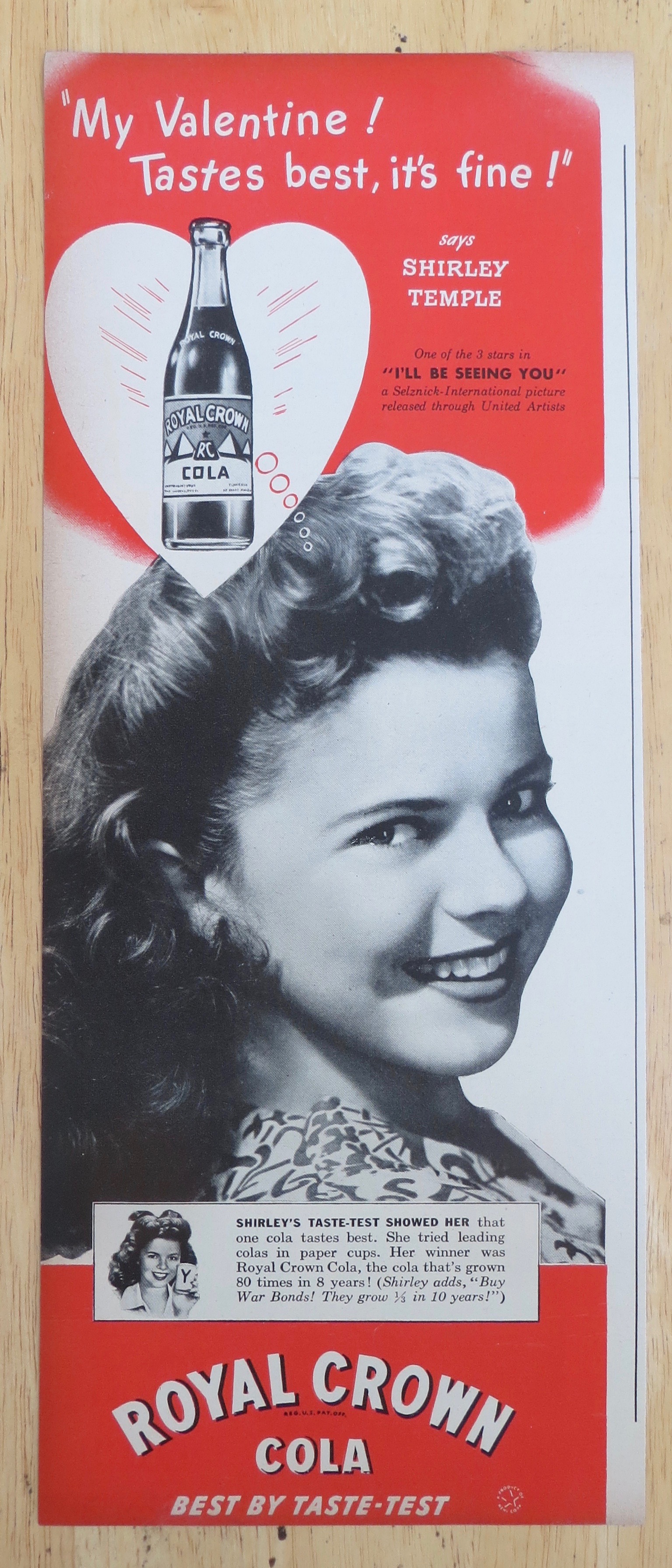 1945 Royal Crown Cola with Shirley Temple