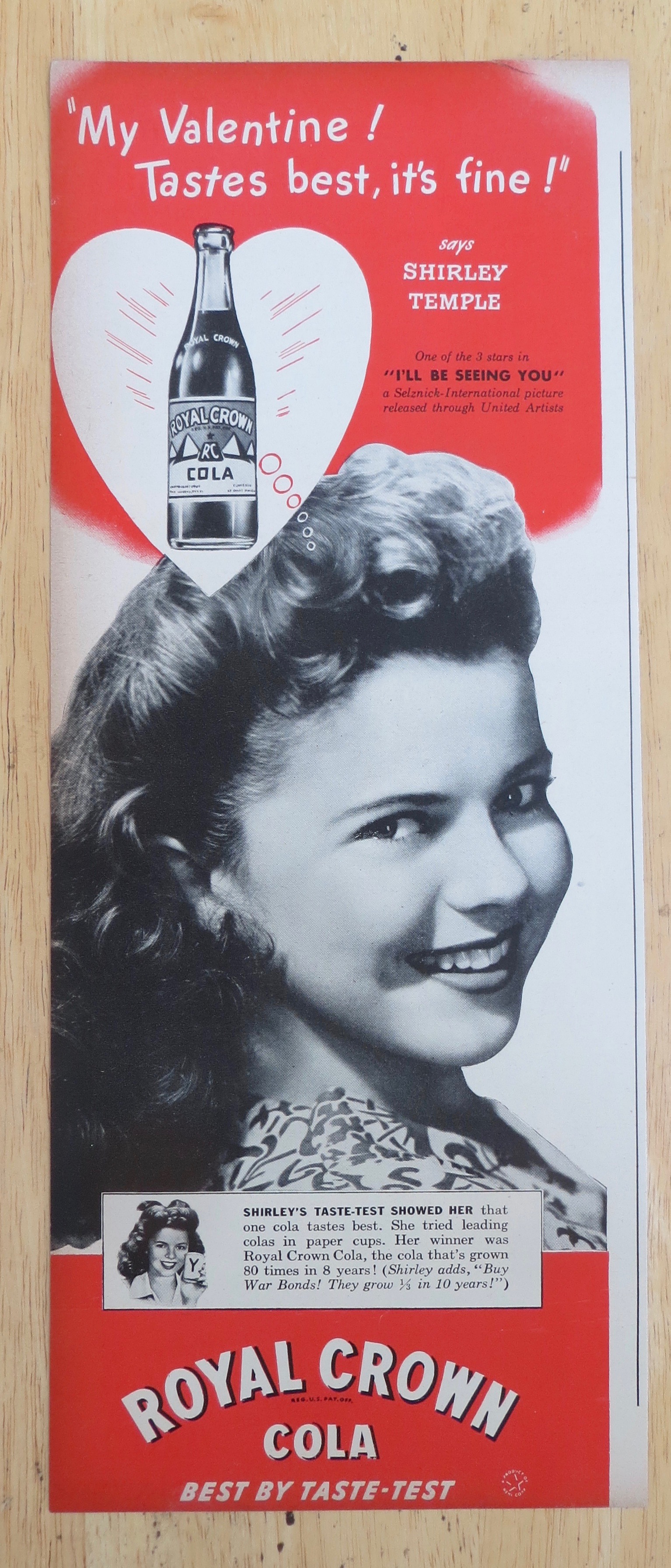 1945 Royal Crown Cola with Shirley Temple