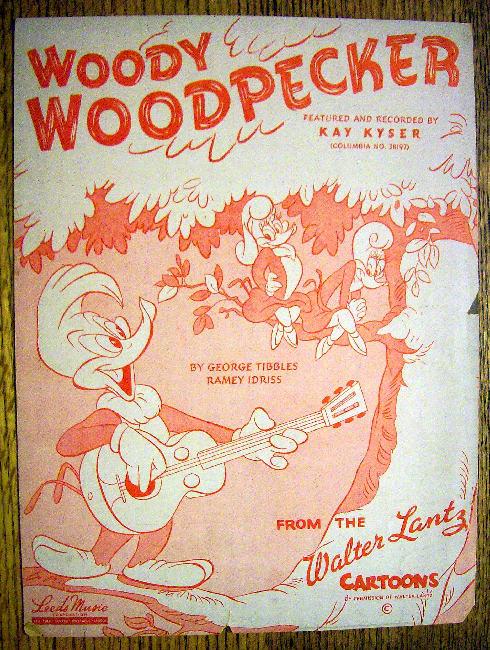 Sheet Music for 1947 Woody Woodpecker By Kay Kyser