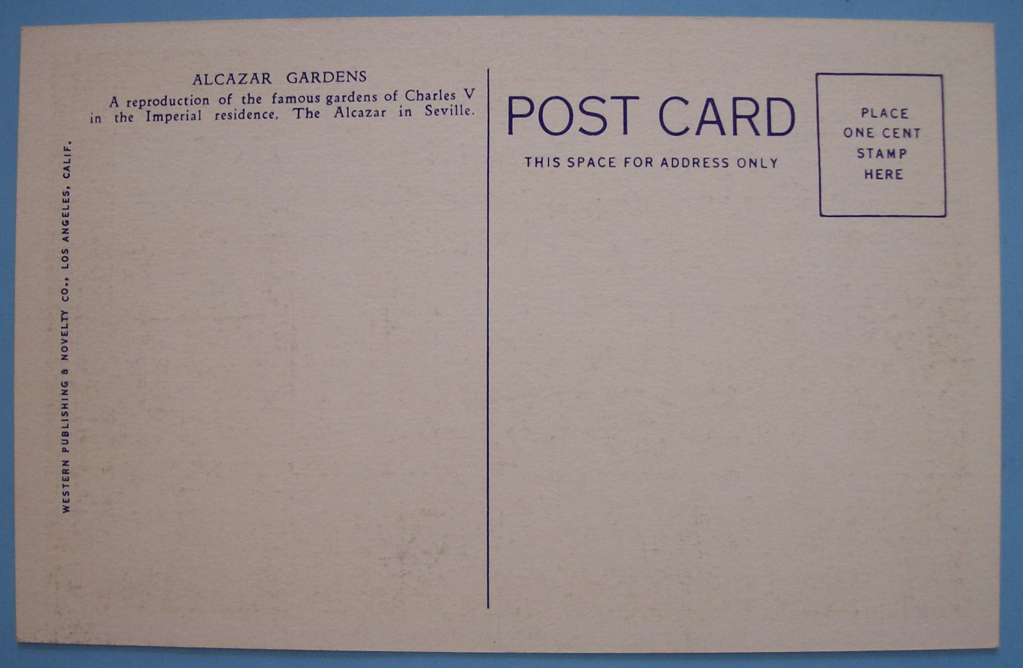 1935 California Pacific Expo Alcazar Gardens Postcard