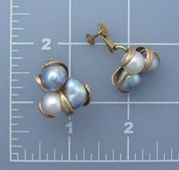 Earrings 14K Gold Baroque Genuine Pearl Clip