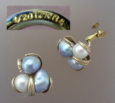 Earrings 14K Gold Baroque Genuine Pearl Clip