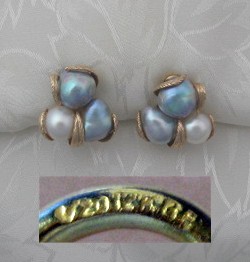 Earrings 14K Gold Baroque Genuine Pearl Clip