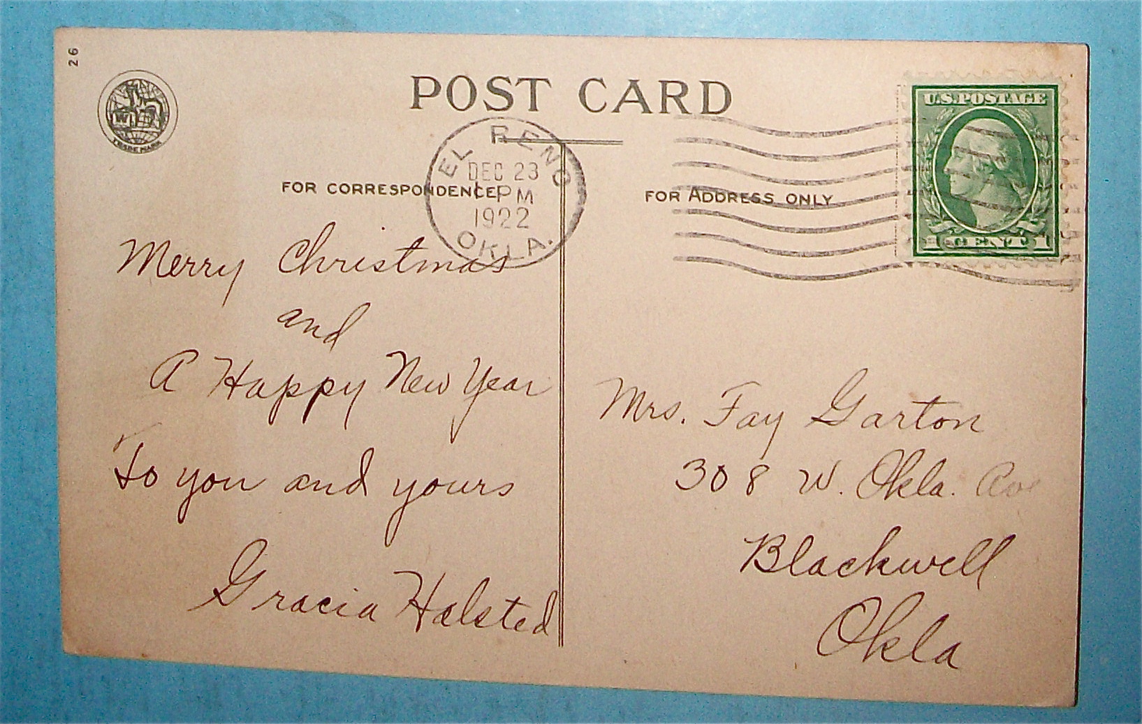 Christmas Day Postcard with View of a Winter Day