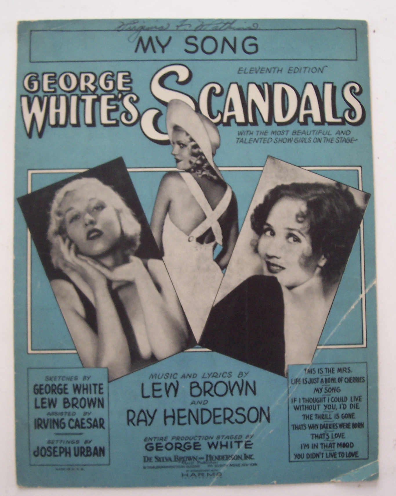 Sheet Music For 1931 My Song