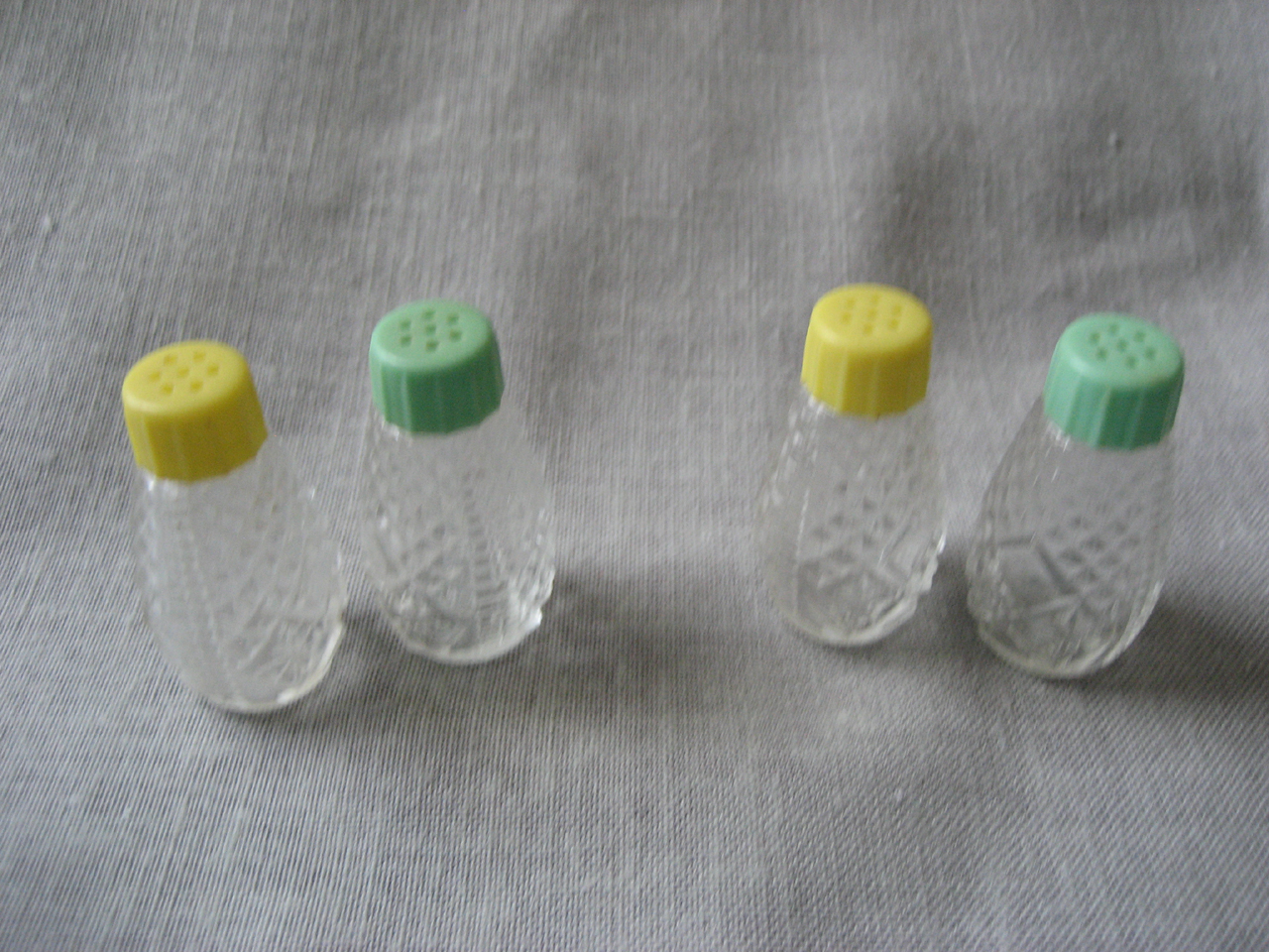Yellow and Green Cap Salt and Pepper Shakers