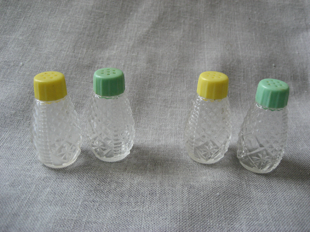 Yellow and Green Cap Salt and Pepper Shakers
