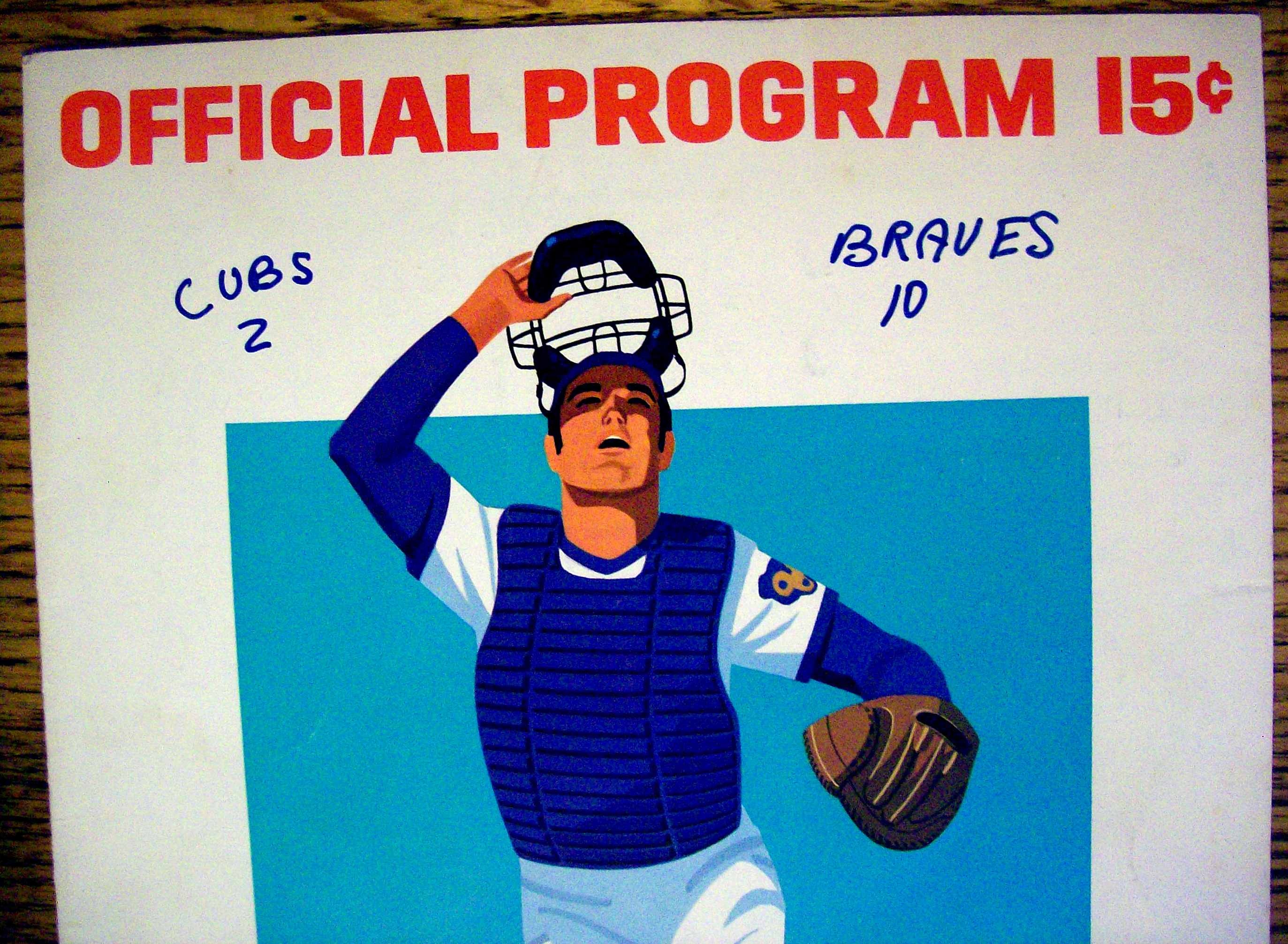 Chicago Cubs vs. Atlanta Braves Scorecard August 1973