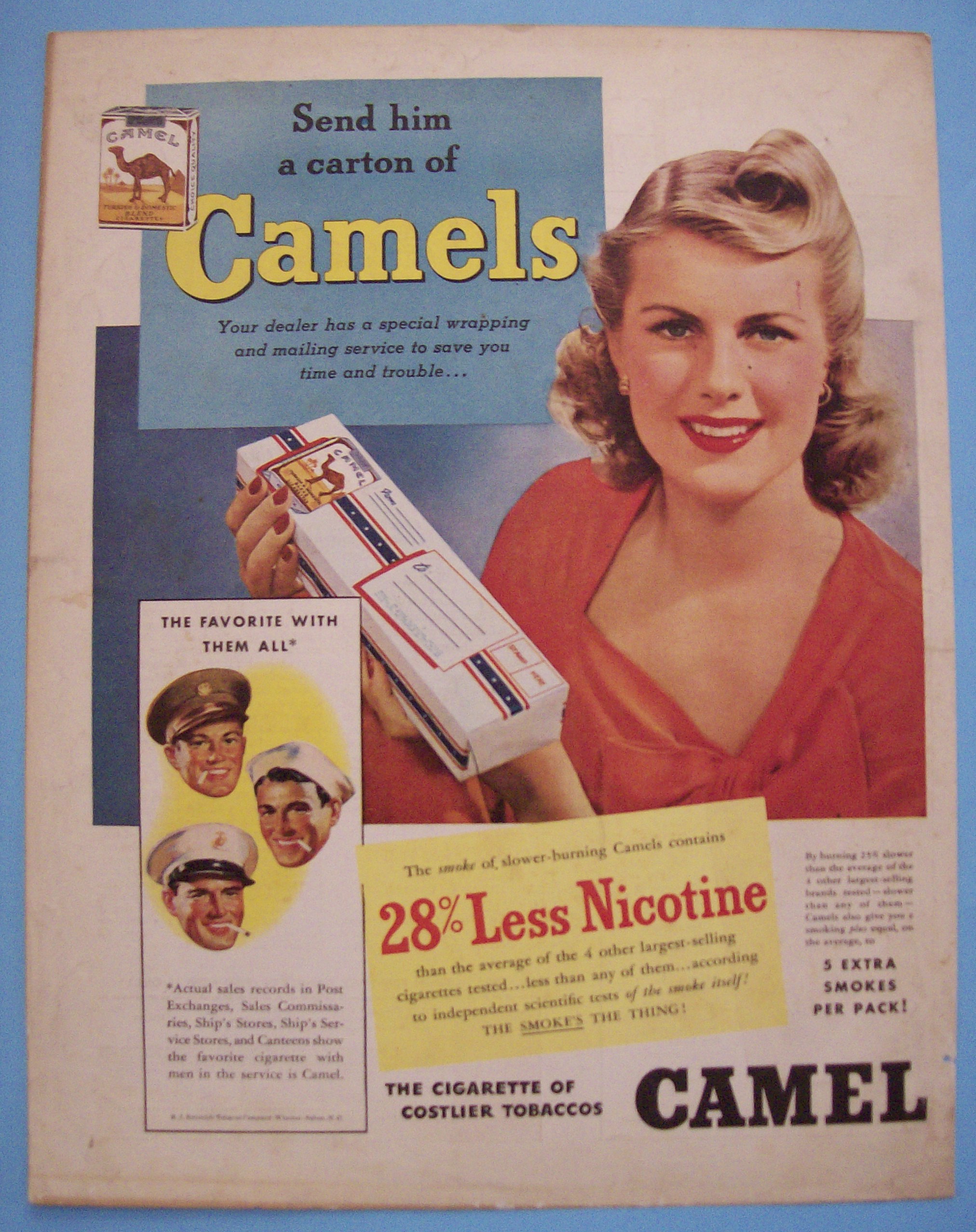 1942 Camel Cigarettes w/Lovely Woman Holding Cigarettes