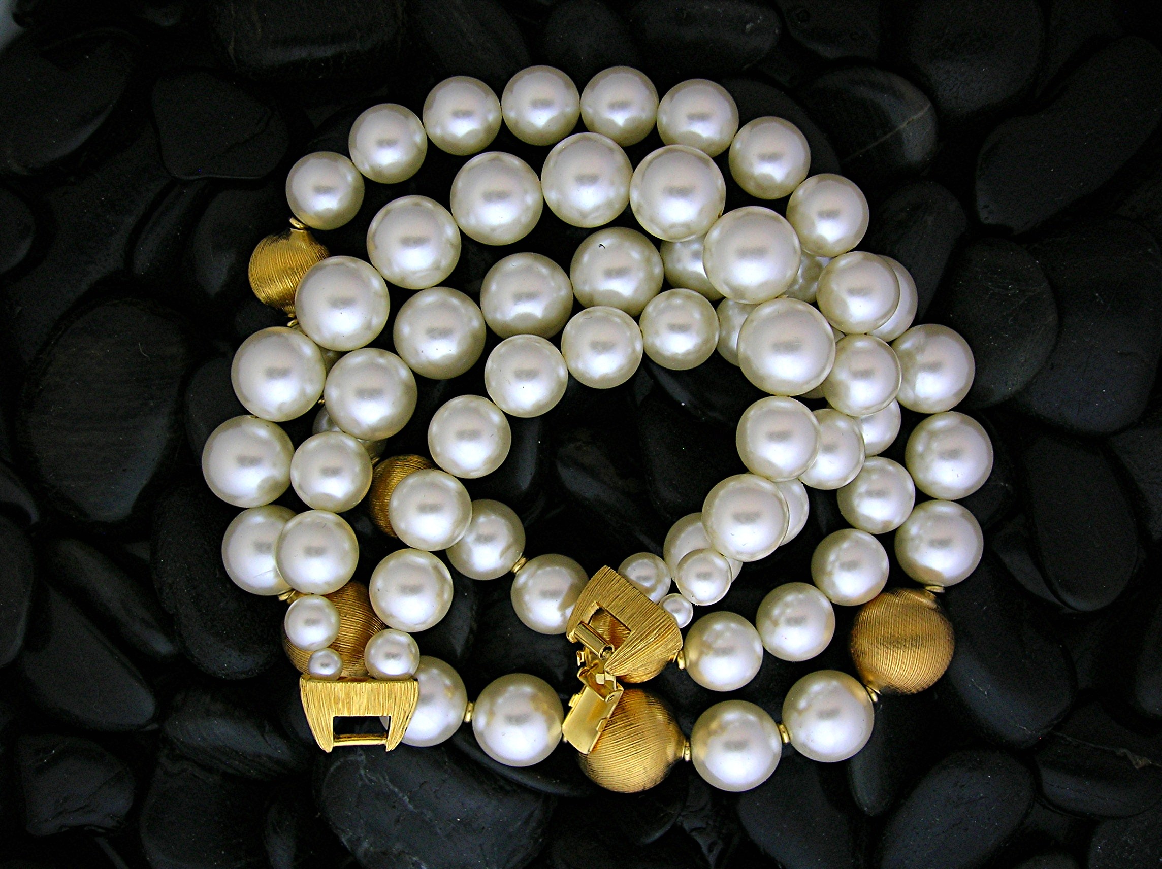 Pearls & Gold Bead 2 Strand Necklace NAPIER