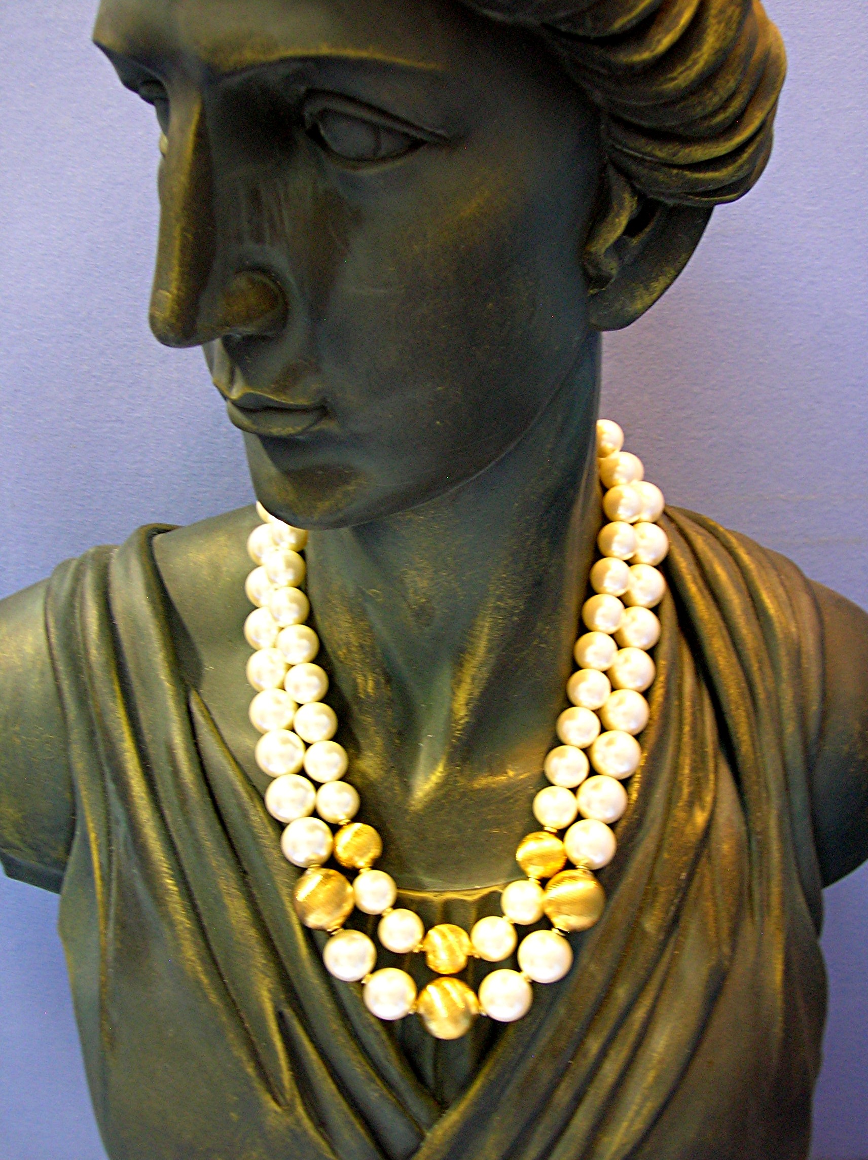 Pearls & Gold Bead 2 Strand Necklace NAPIER
