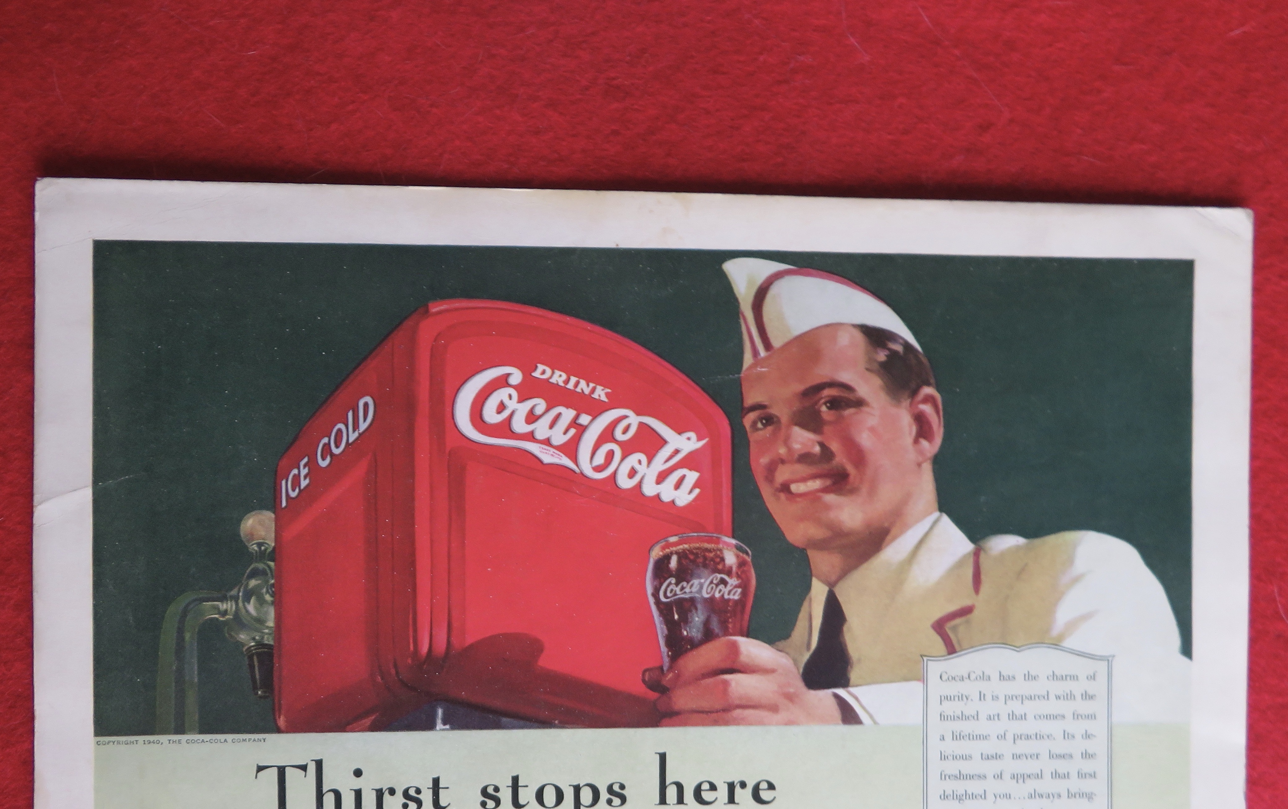 1940 Coca-Cola (Coke) with Soda Boy Holding Glass