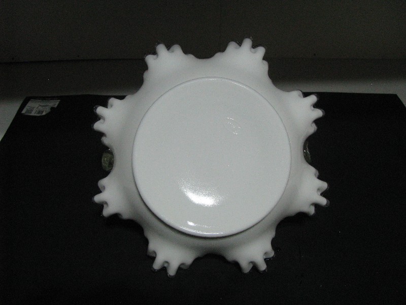 Vintage Fenton Silver Crest Milk Glass Basket with Clear Applied Handle