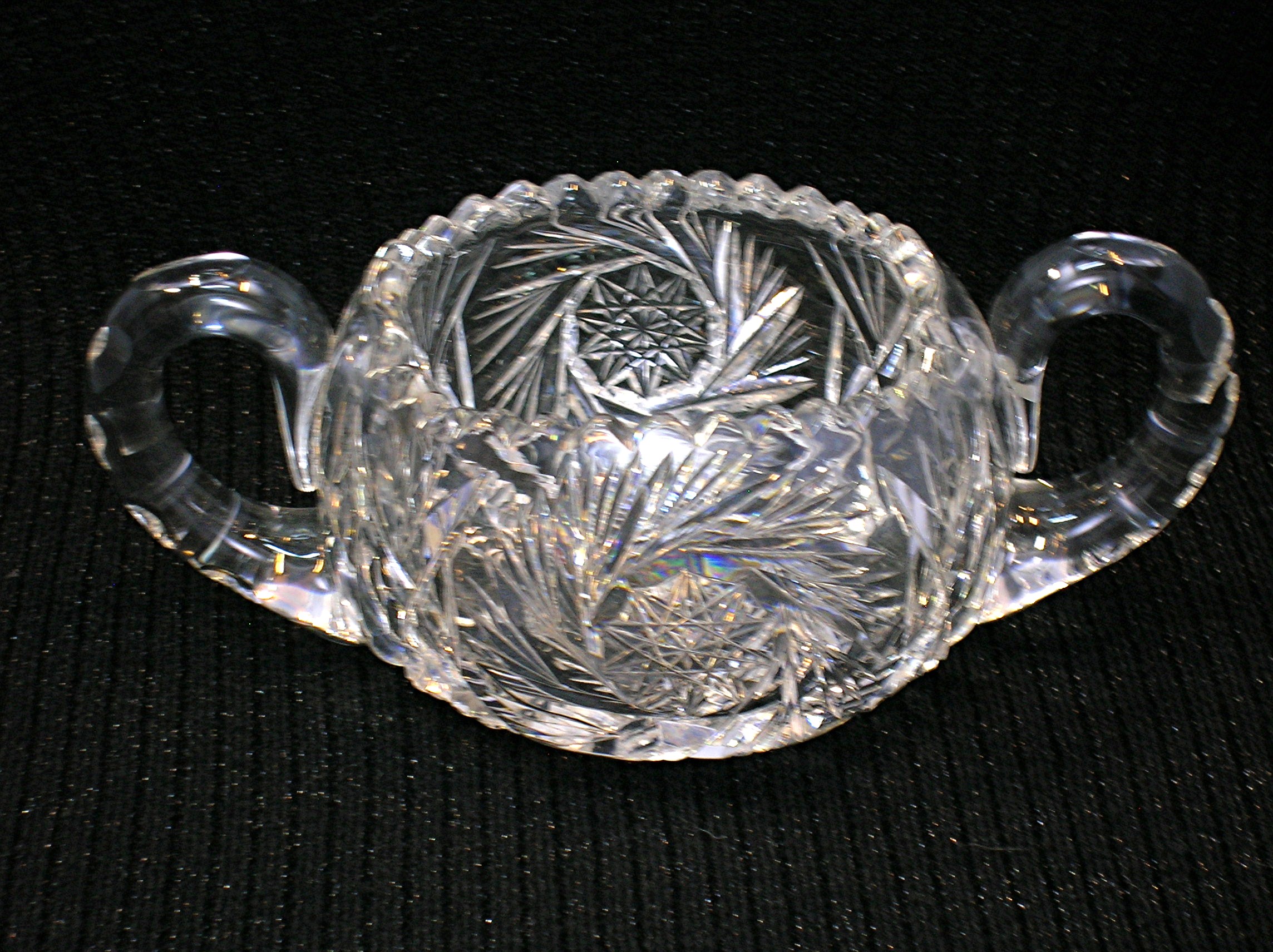 Brilliant Cut Glass Creamer and Sugar . . .