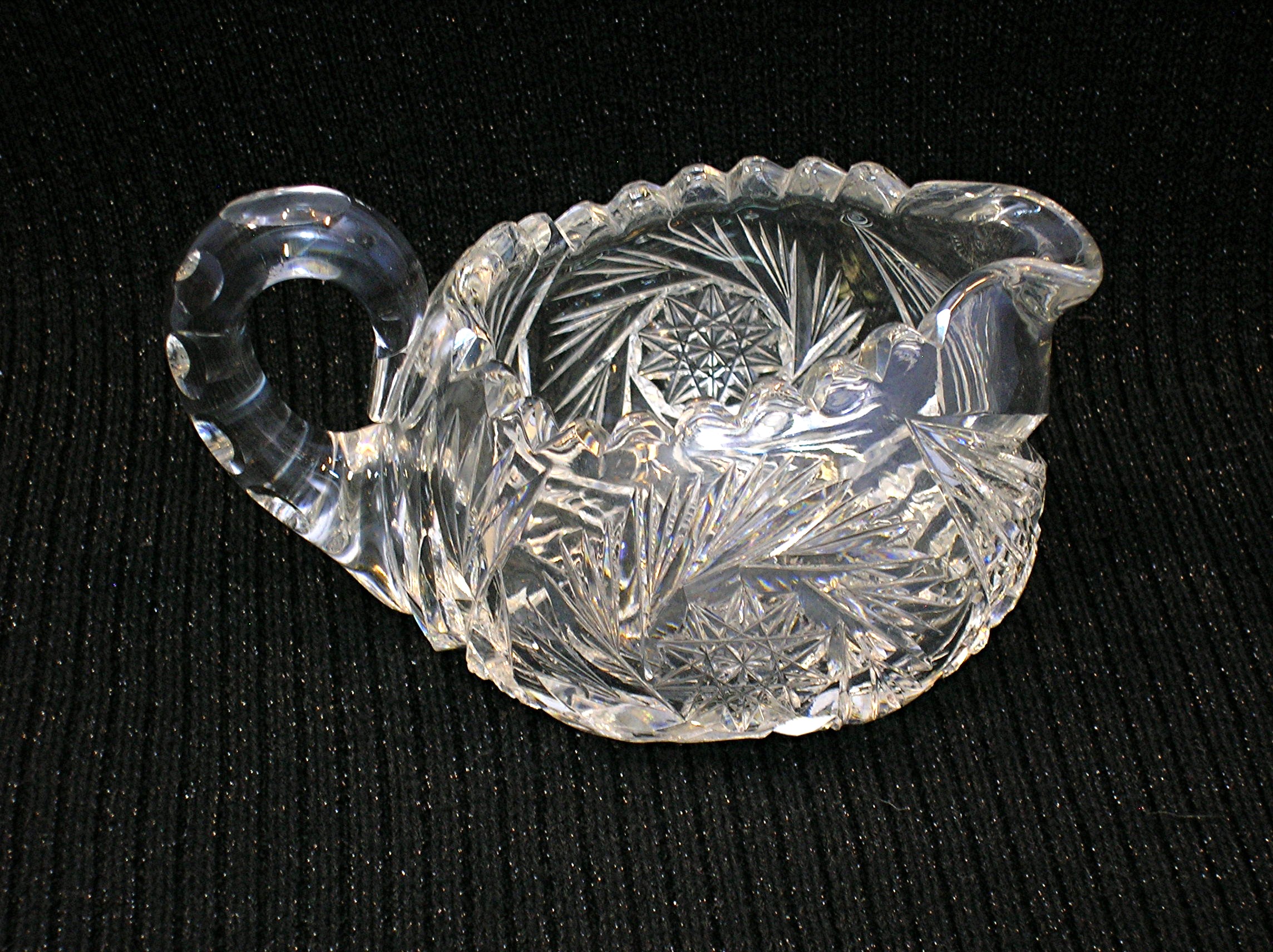 Brilliant Cut Glass Creamer and Sugar . . .