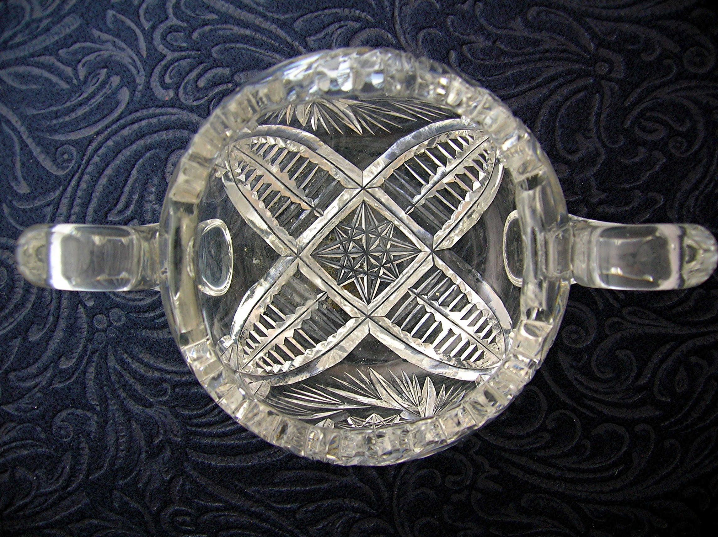Brilliant Cut Glass Creamer and Sugar . . .