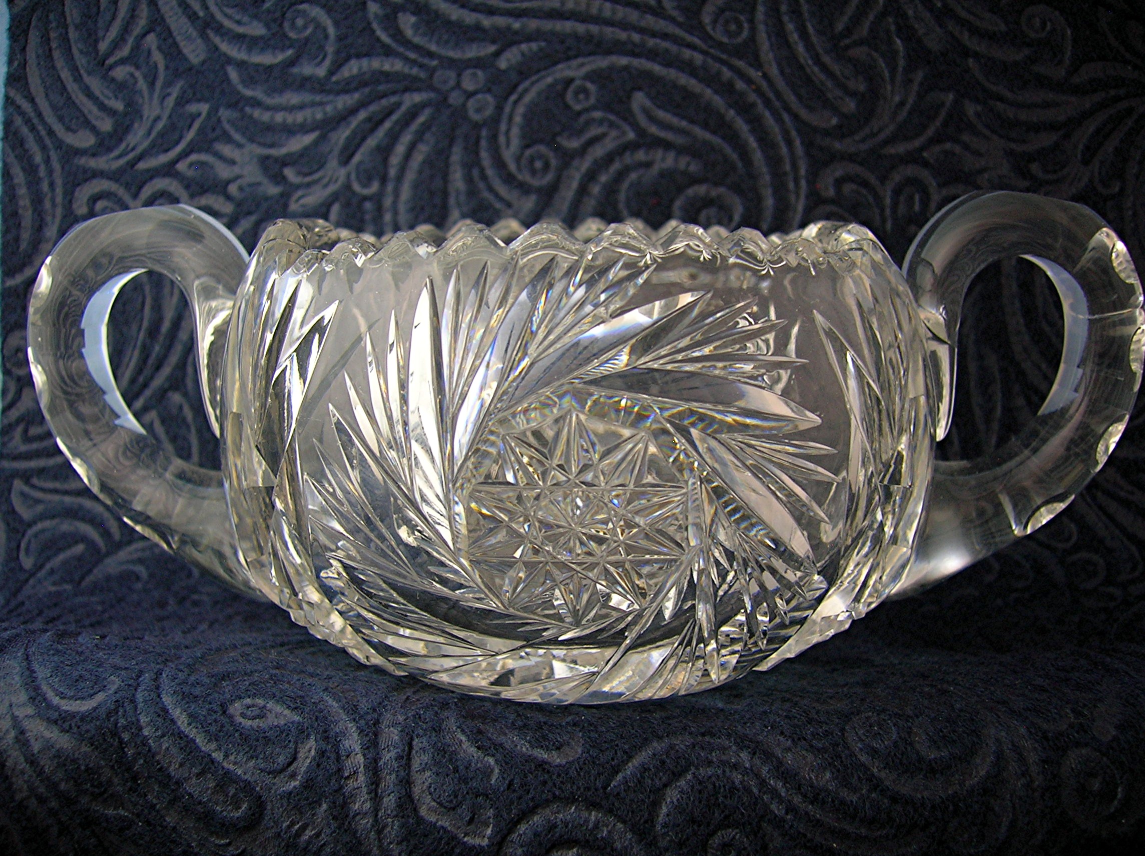 Brilliant Cut Glass Creamer and Sugar . . .
