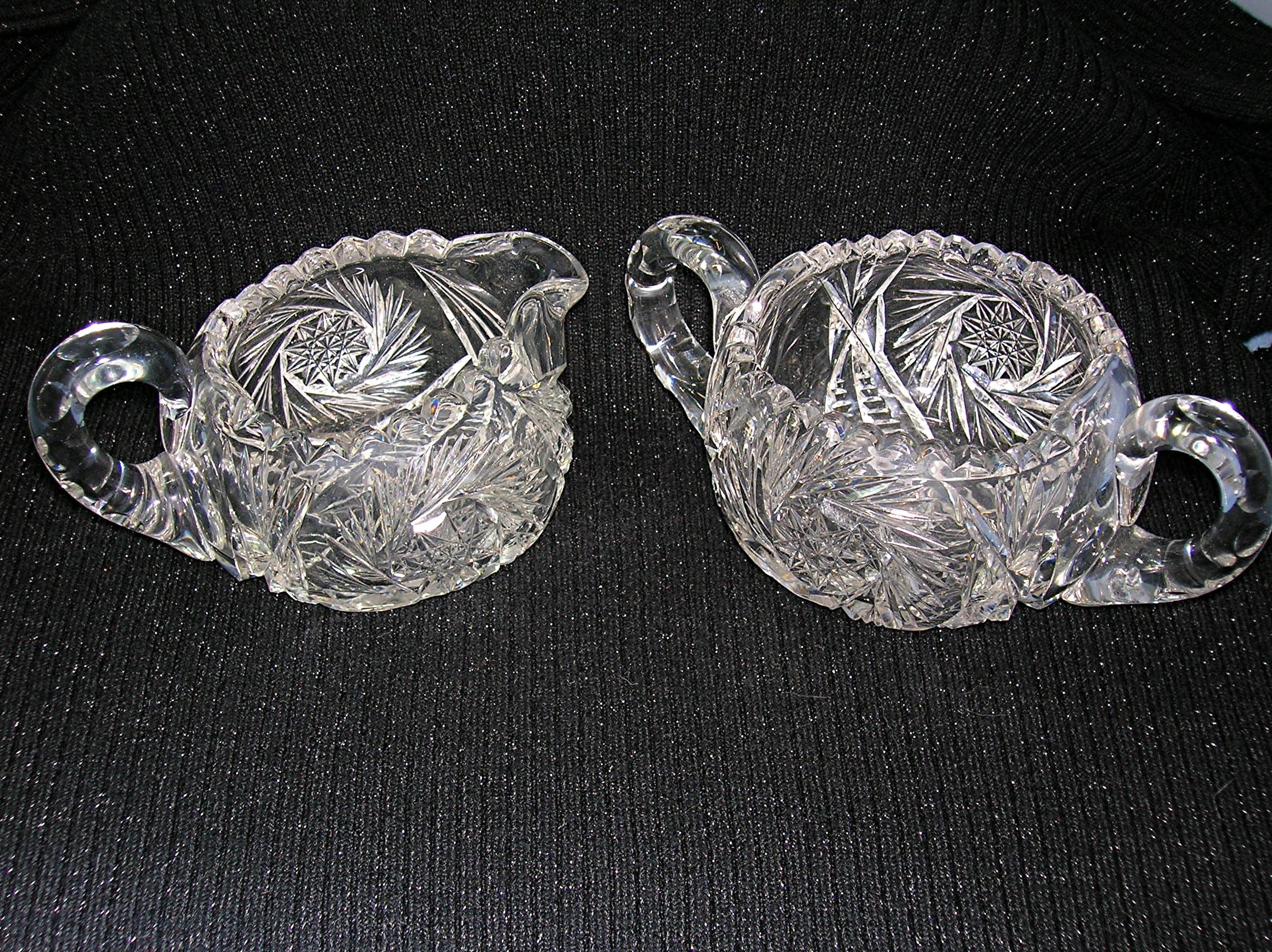 Brilliant Cut Glass Creamer and Sugar . . .