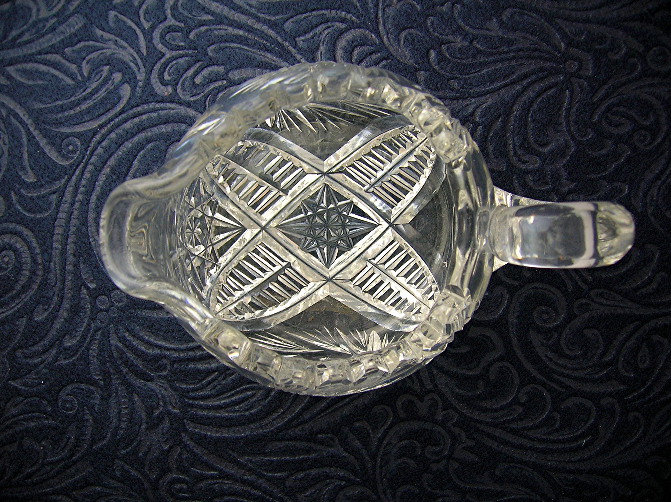 Brilliant Cut Glass Creamer and Sugar . . .