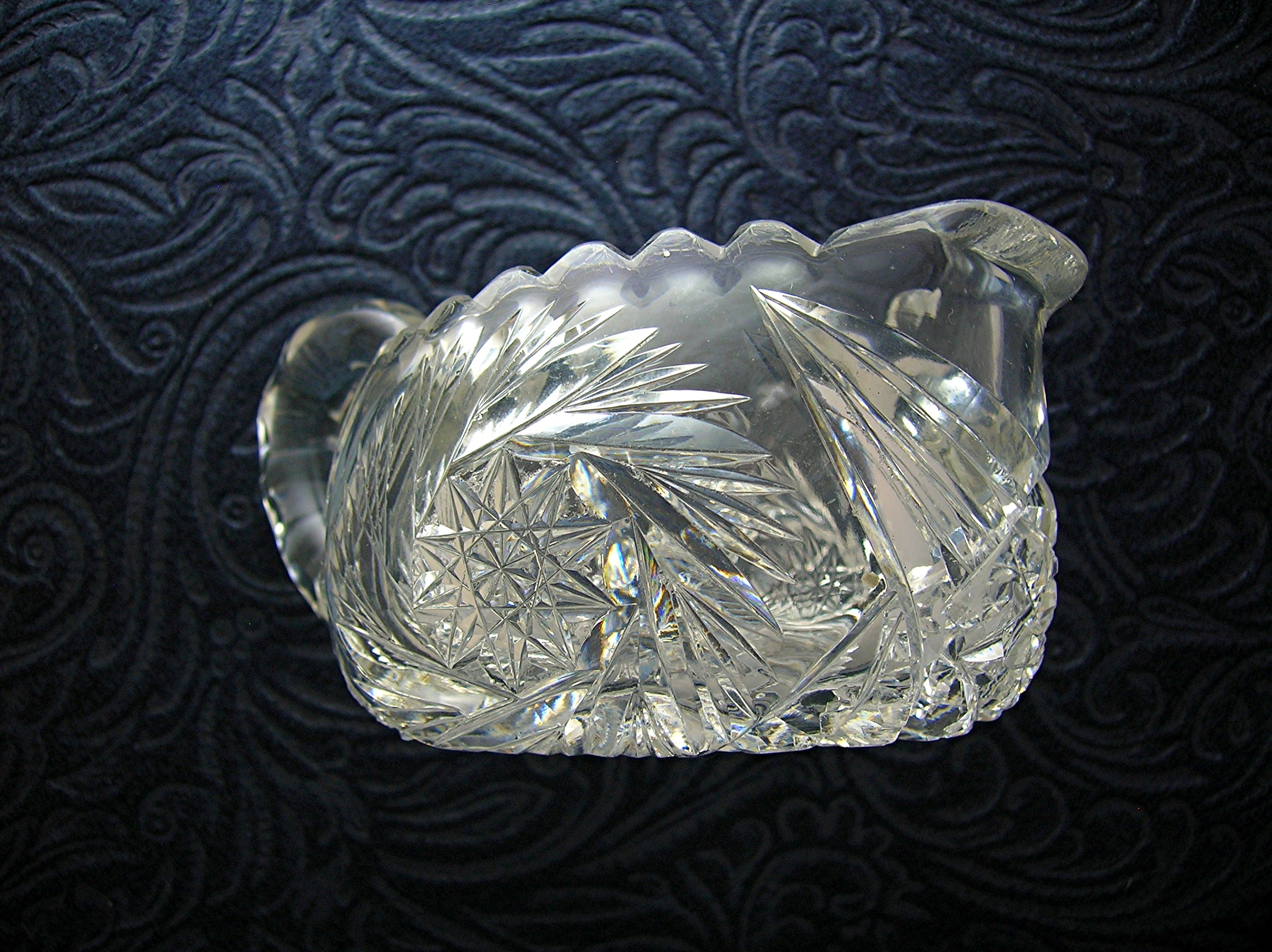 Brilliant Cut Glass Creamer and Sugar . . .