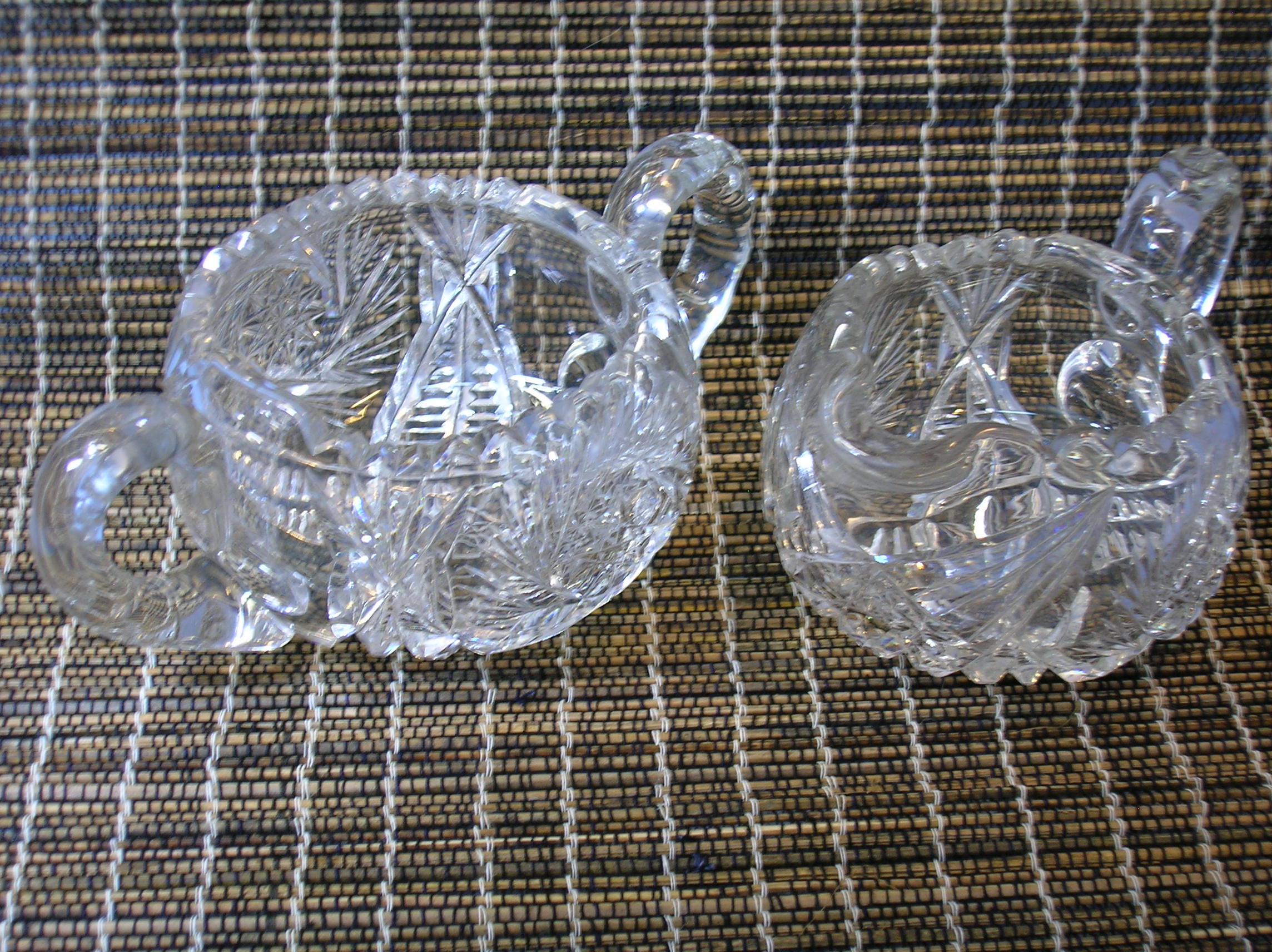 Brilliant Cut Glass Creamer and Sugar . . .