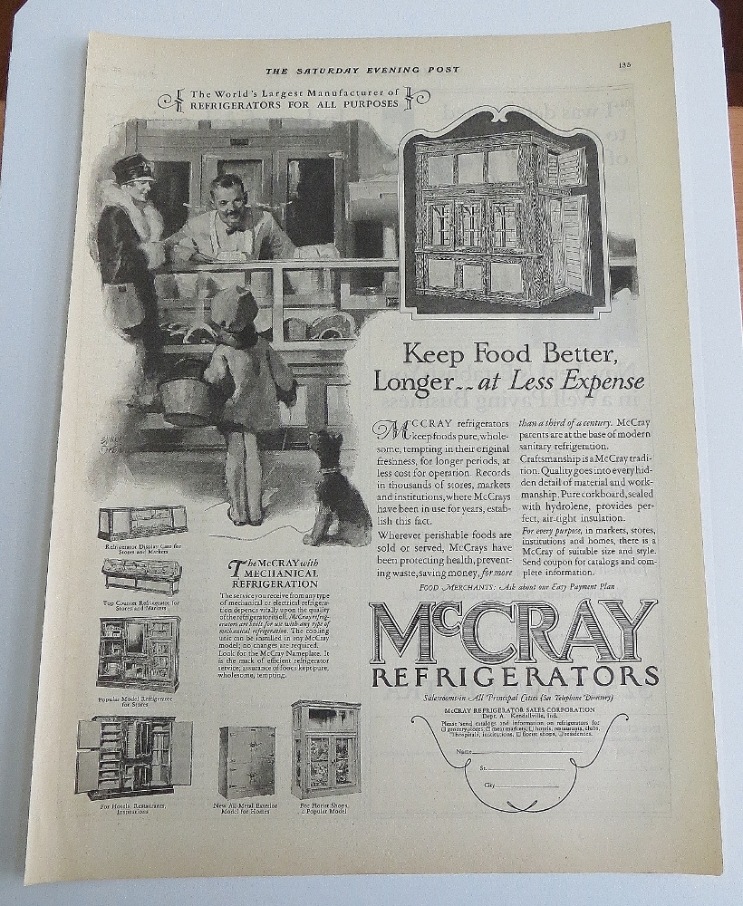 1927 McCary Refrigerator With Woman & Child Shopping