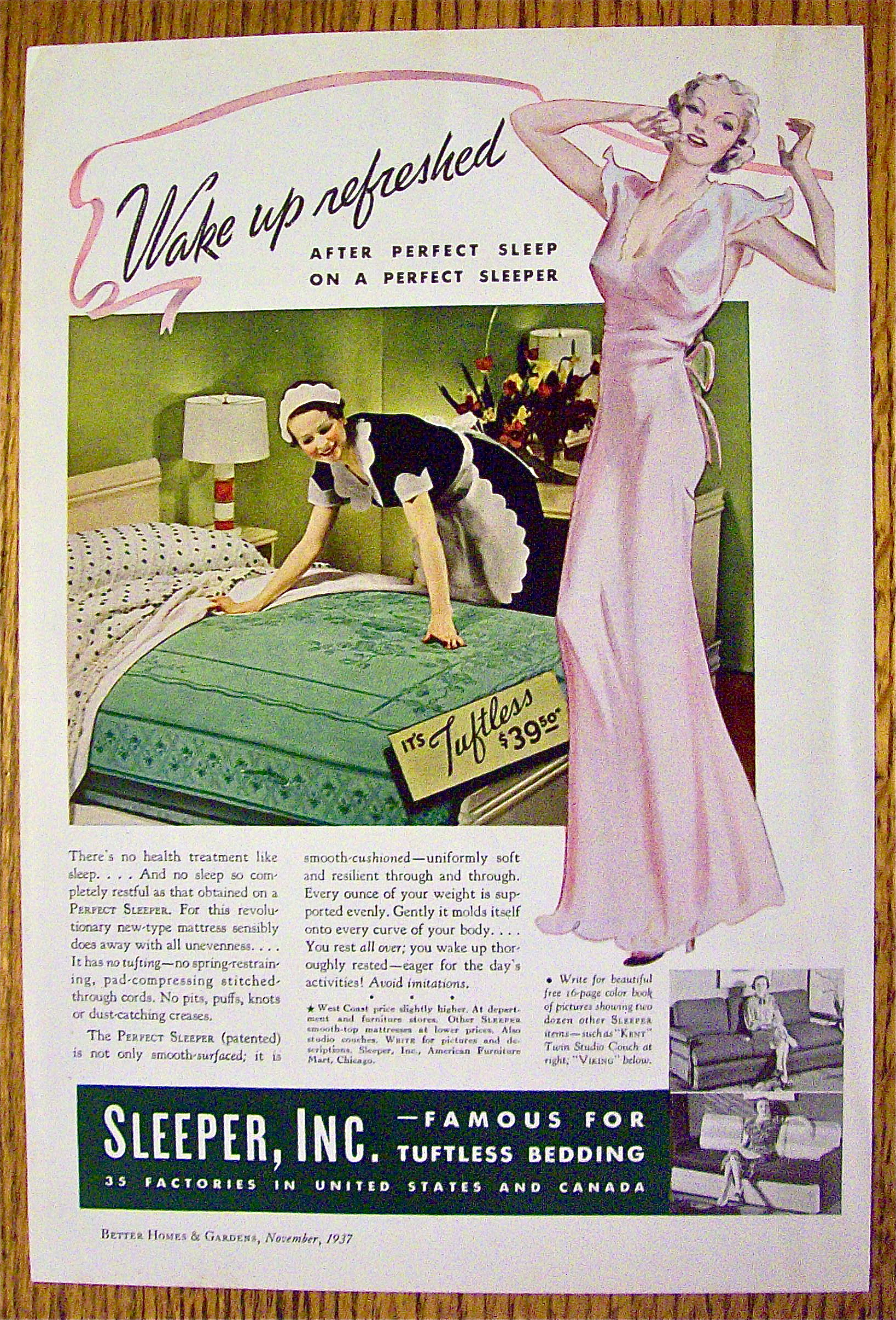1937 Perfect Sleeper with Maid Fixing Bed
