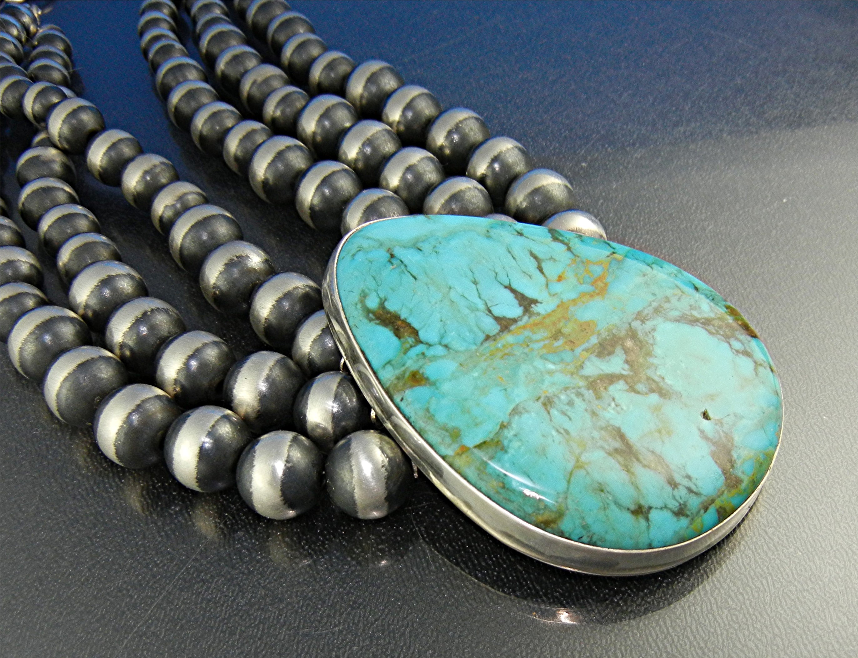 David Troutman Sterling Silver Kingman Turquoise Neckla