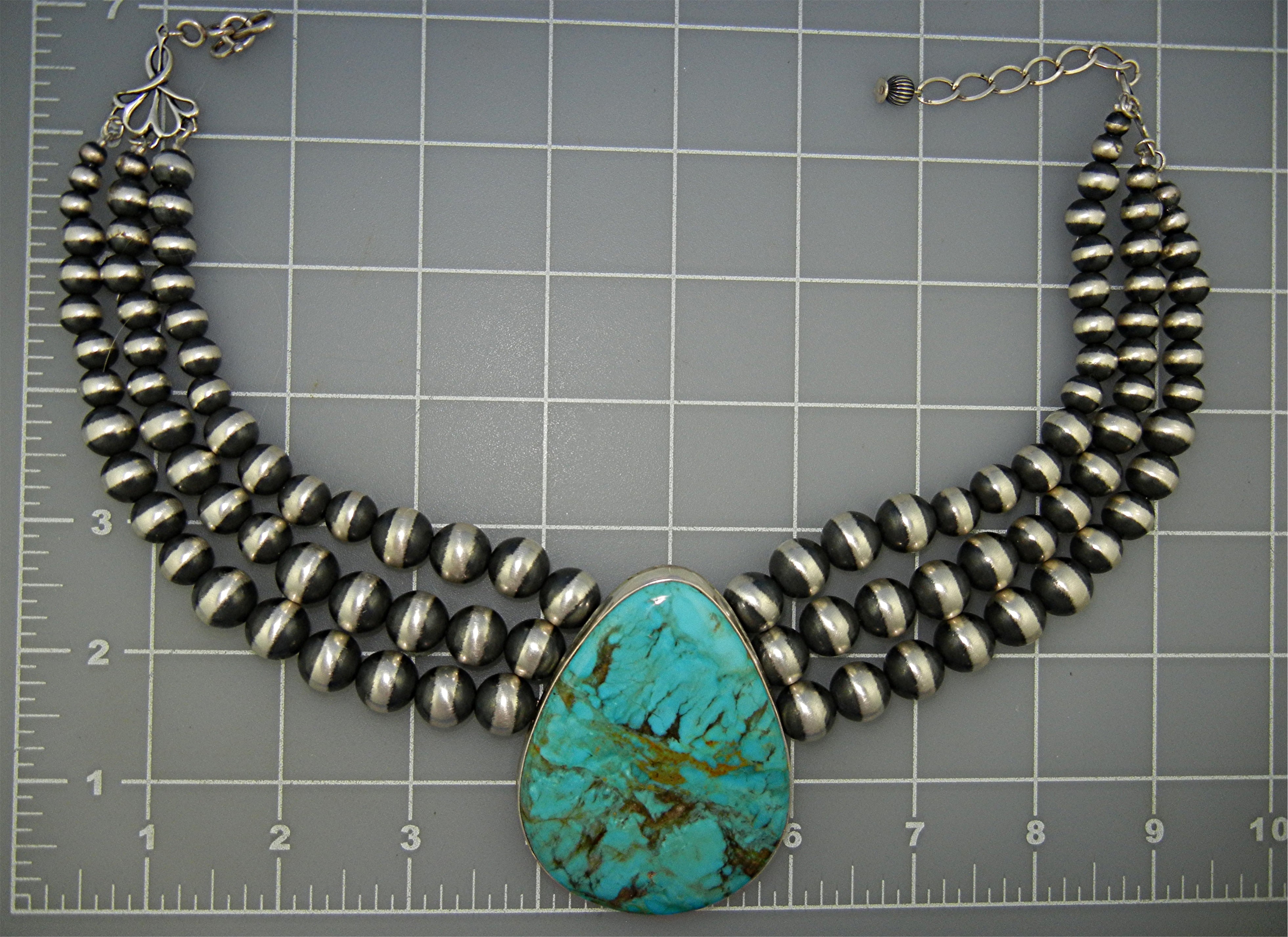 David Troutman Sterling Silver Kingman Turquoise Neckla
