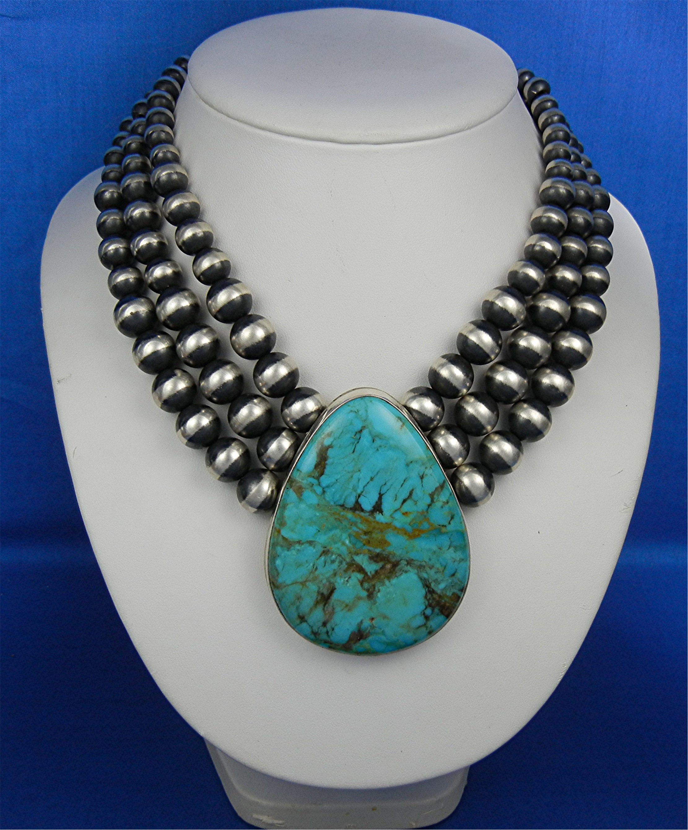 David Troutman Sterling Silver Kingman Turquoise Neckla