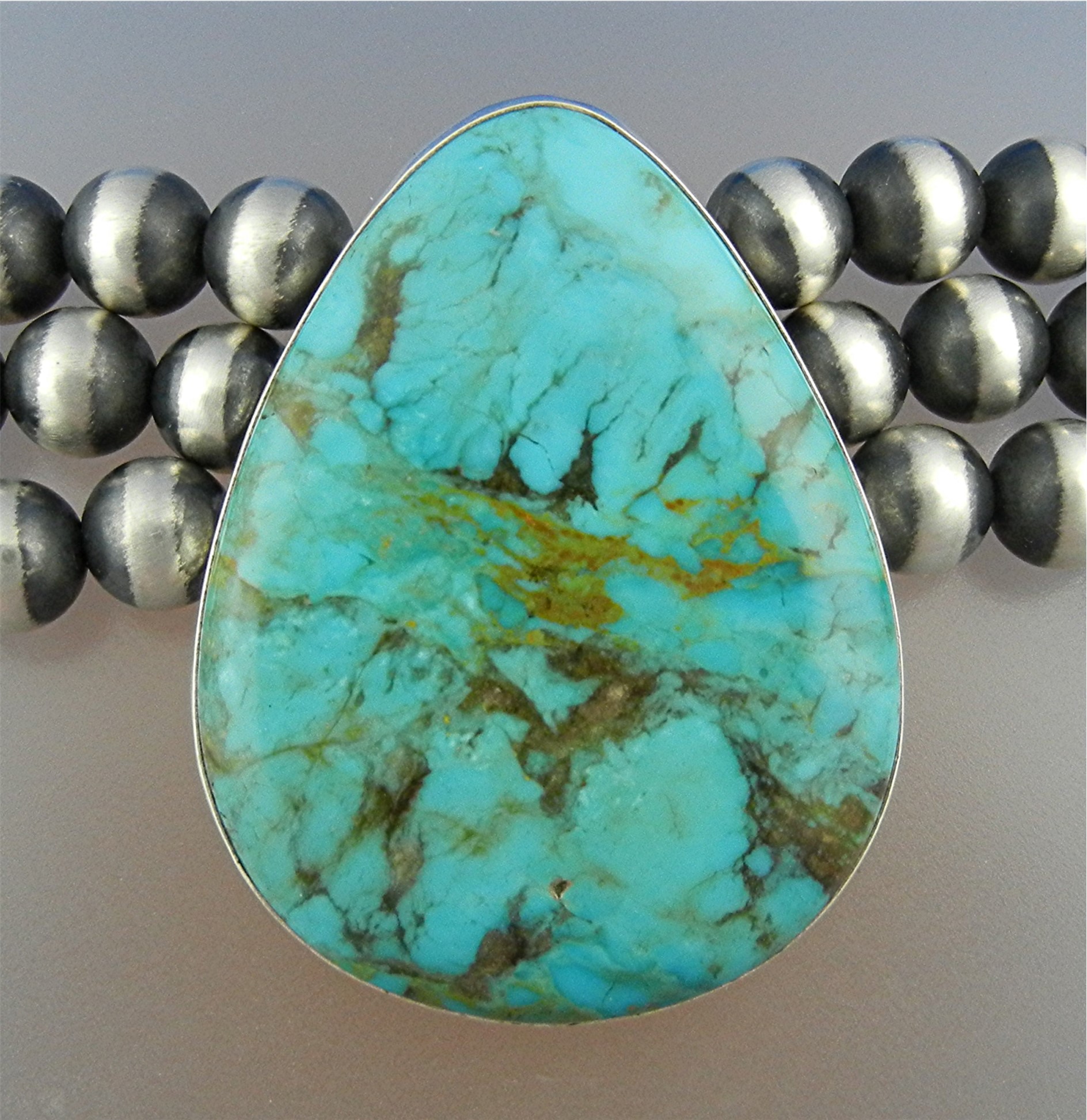David Troutman Sterling Silver Kingman Turquoise Neckla