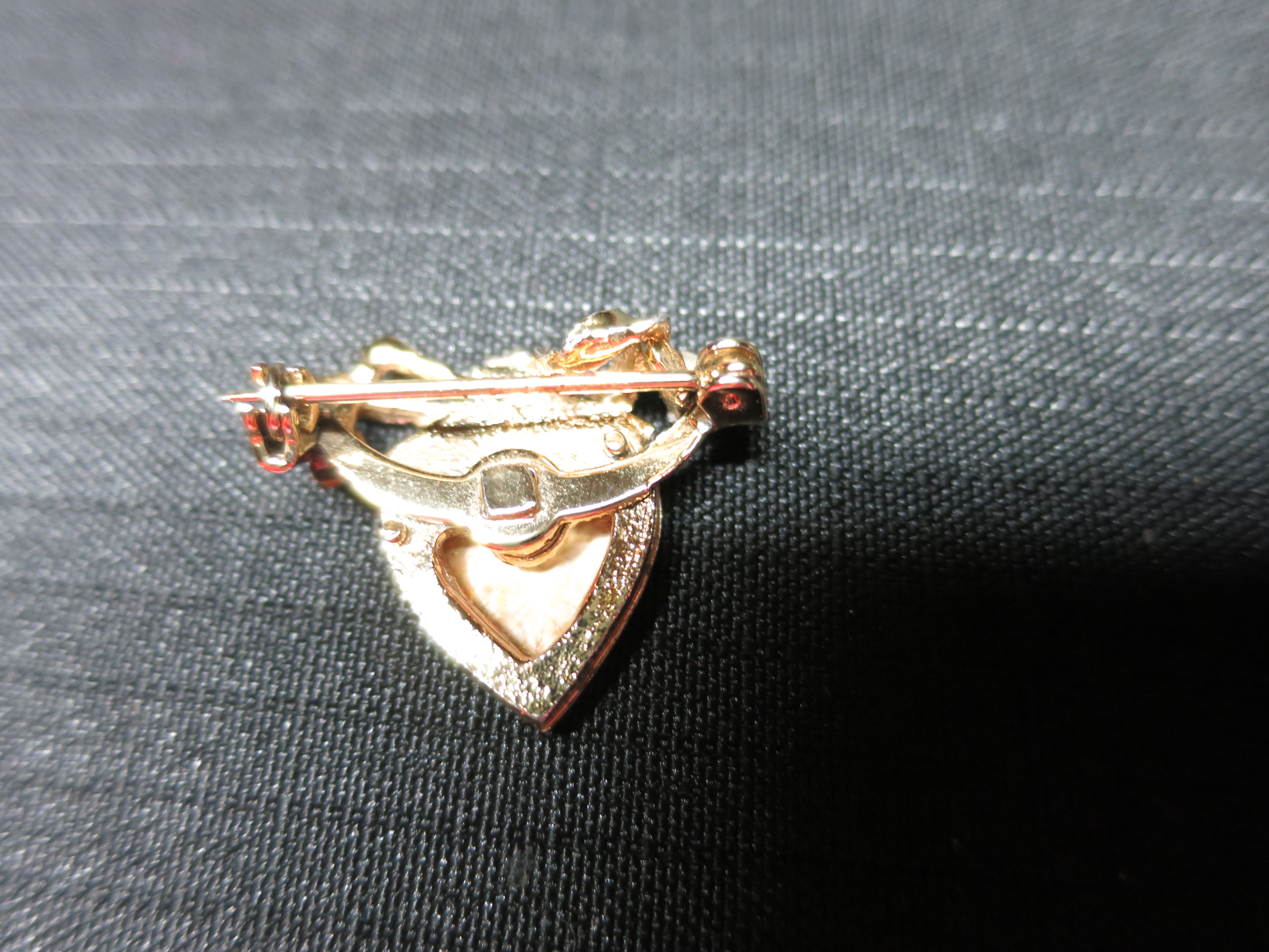 Mother Heart Floral Pin circa 1960s to 1970s Gold Tone