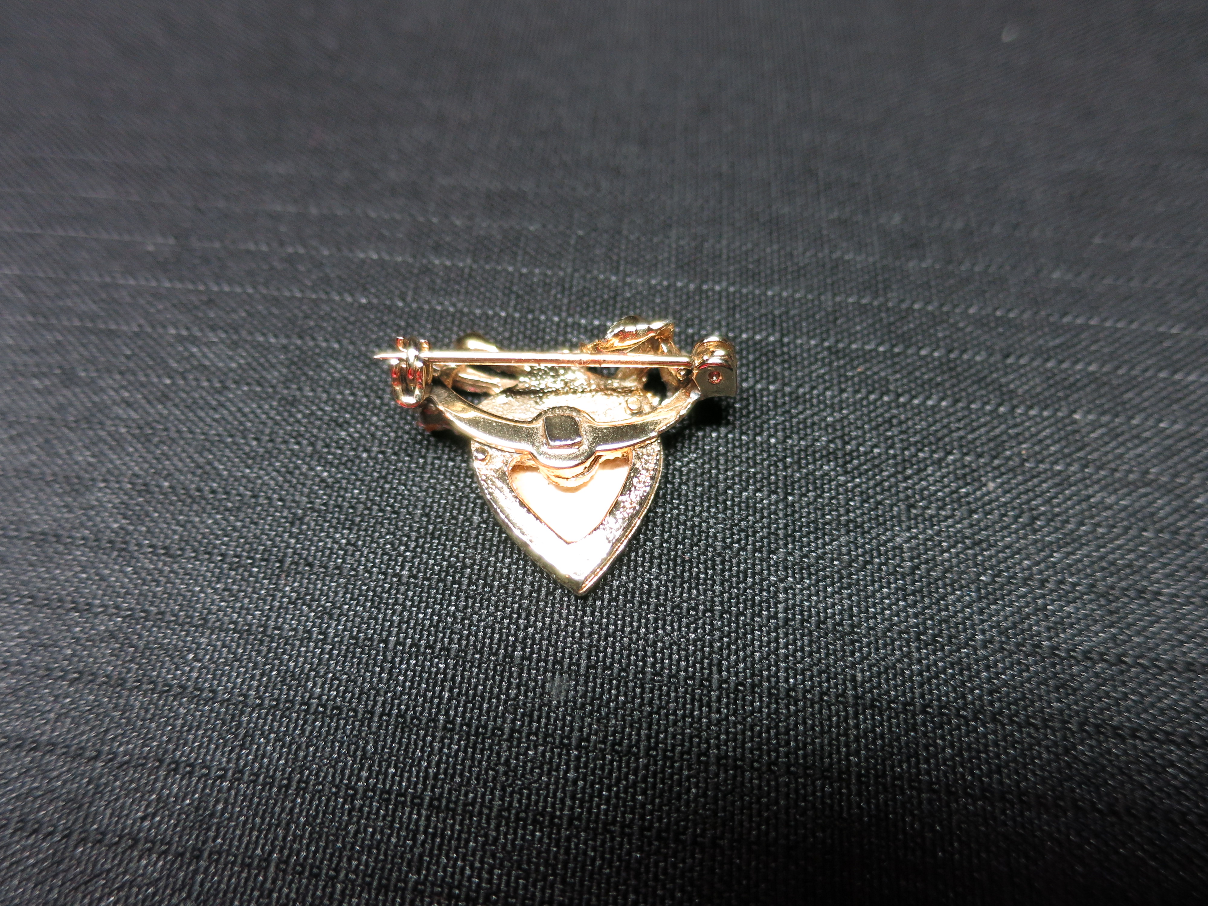 Mother Heart Floral Pin circa 1960s to 1970s Gold Tone