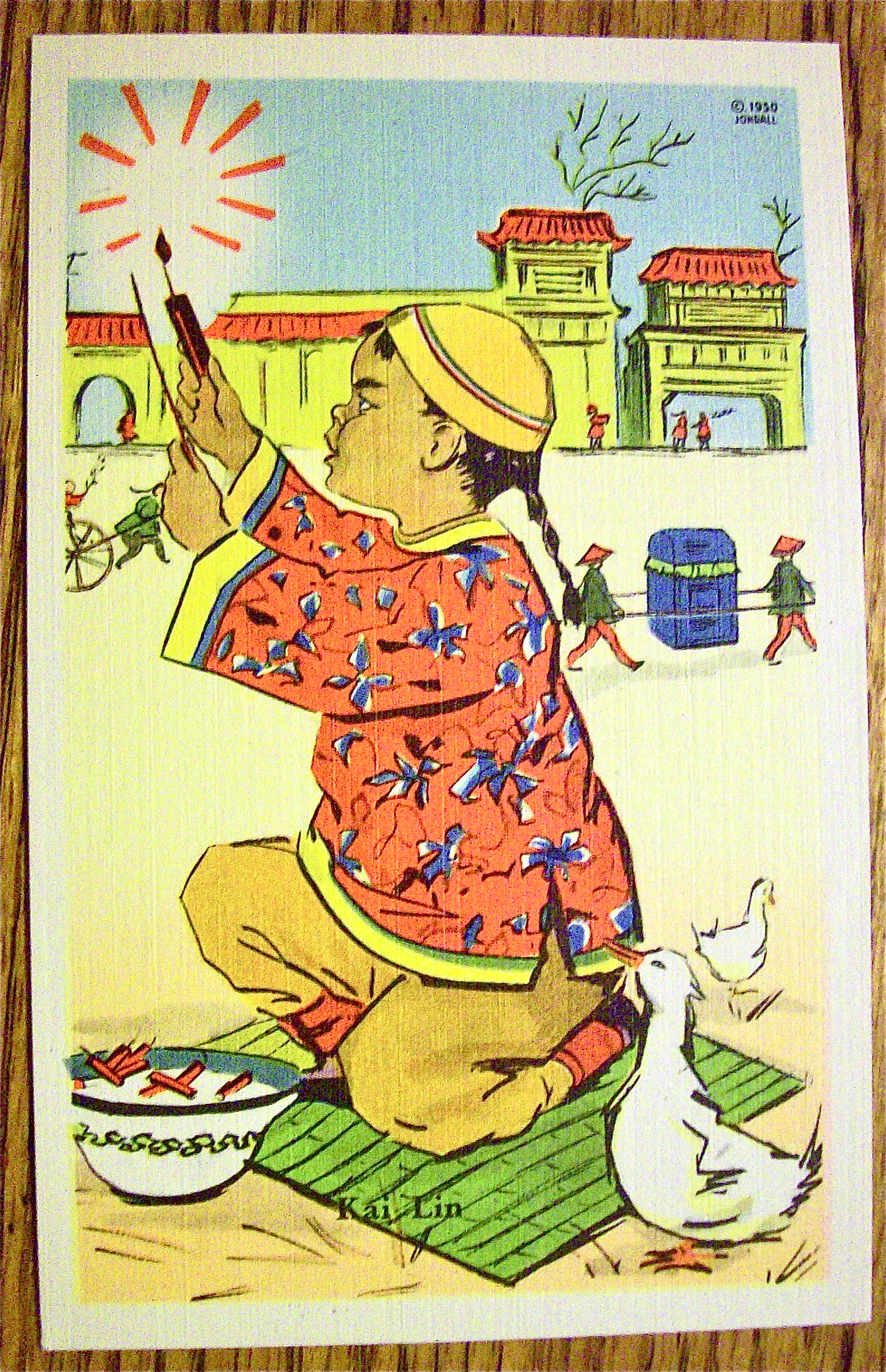 Chinese Woman Lighting A Candle Postcard