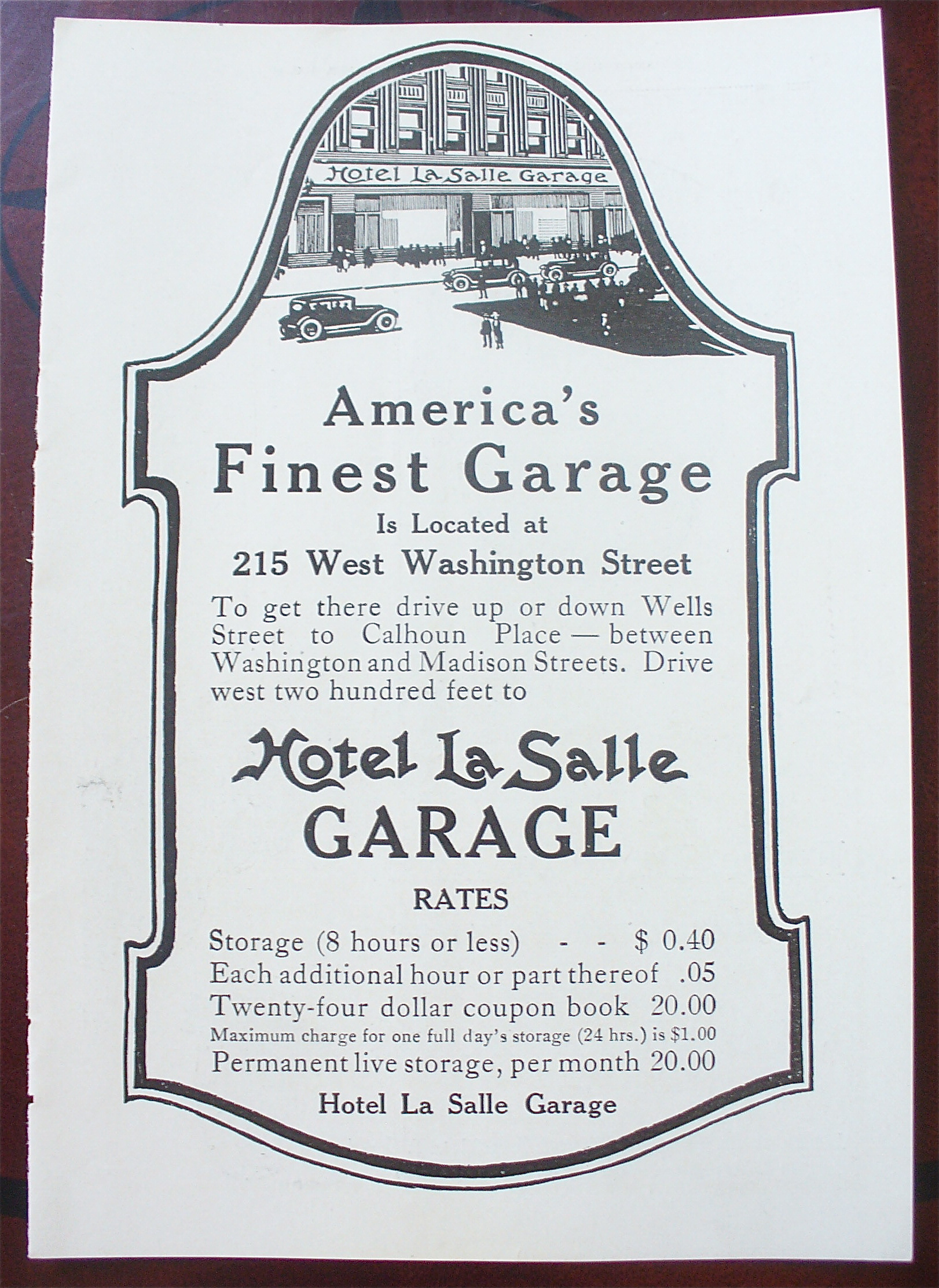 1919 Hotel La Salle Garage with America's Finest Garage