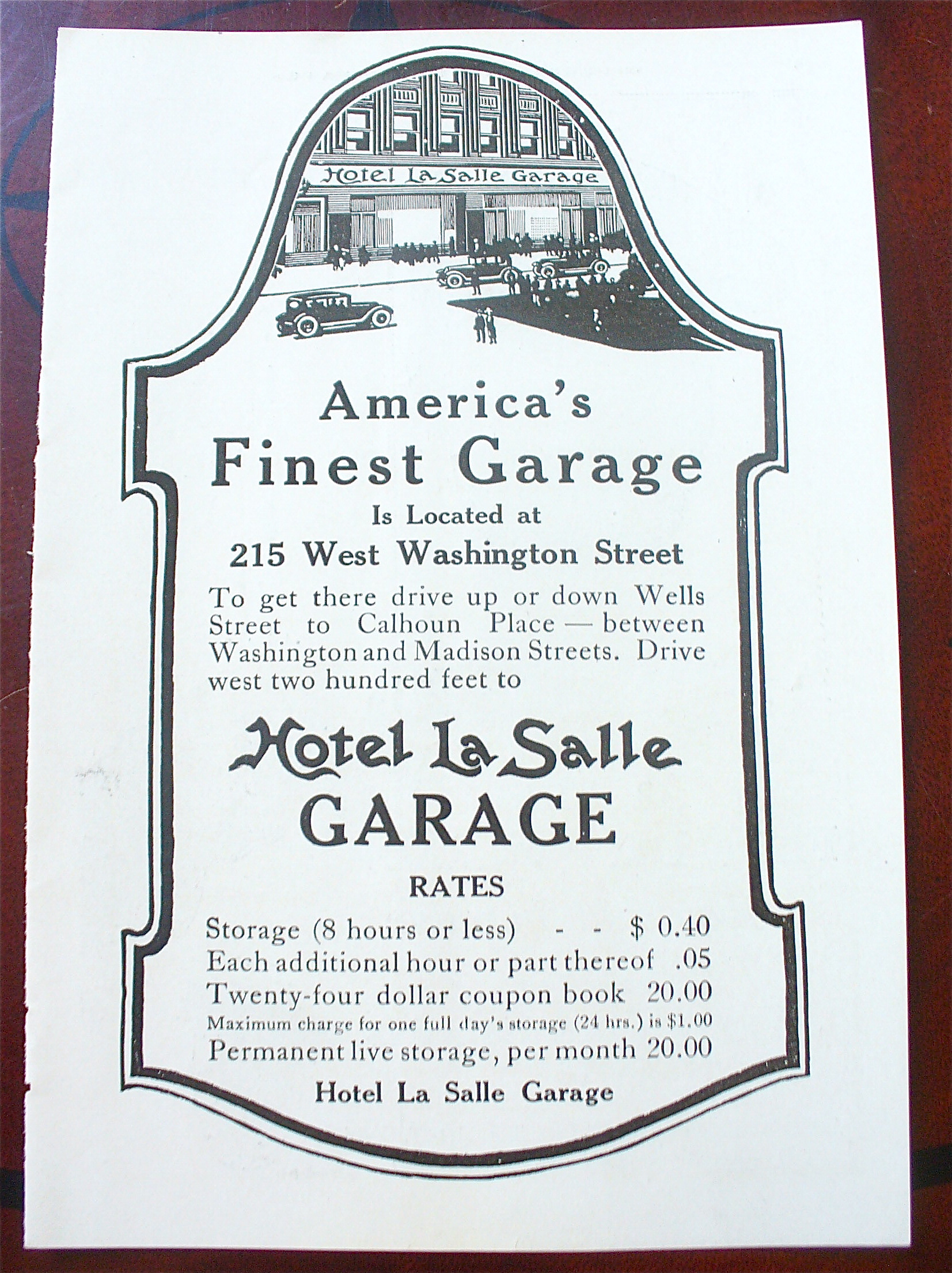 1919 Hotel La Salle Garage with America's Finest Garage