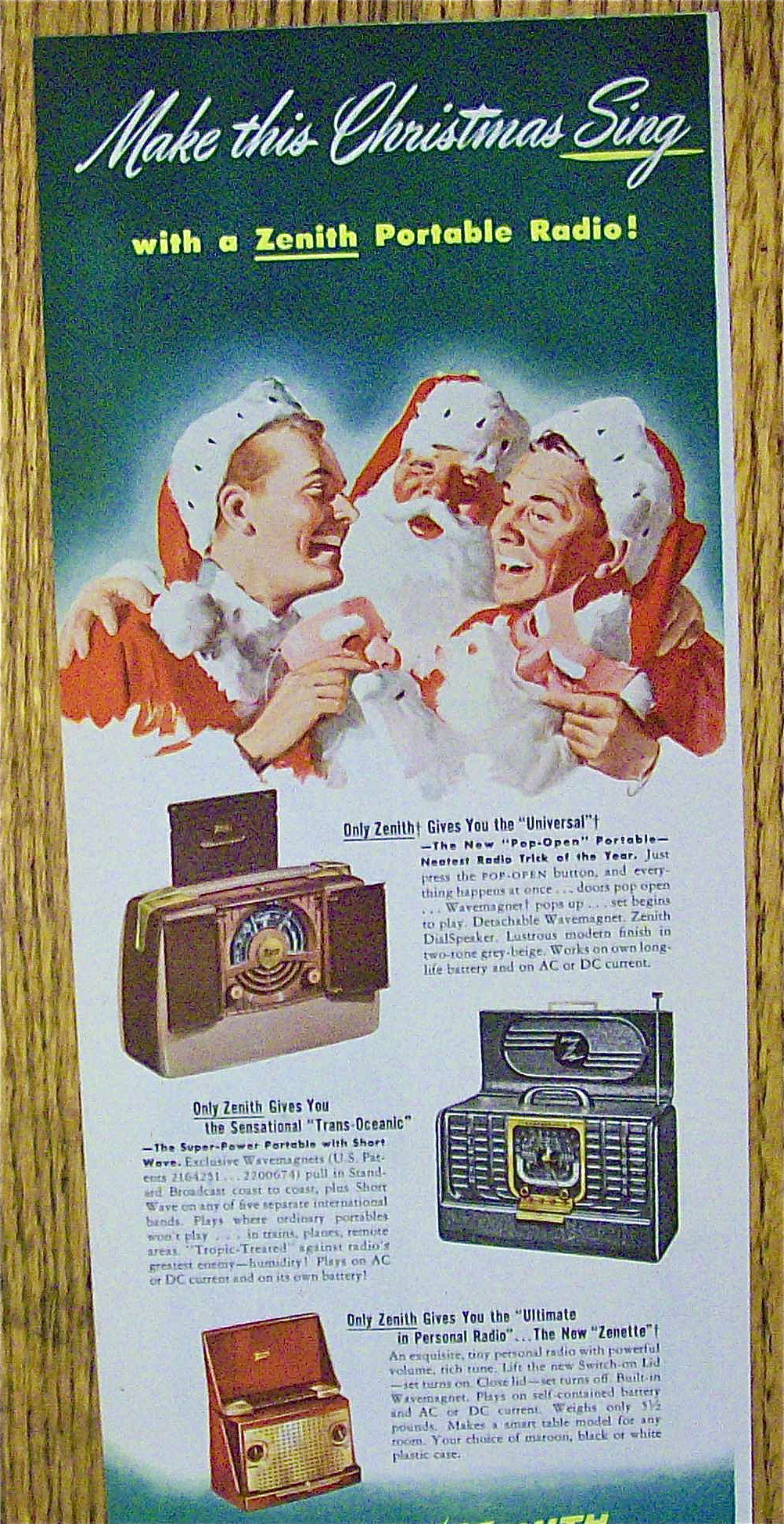 1948 Zenith Radio with Two Men with Santa Claus