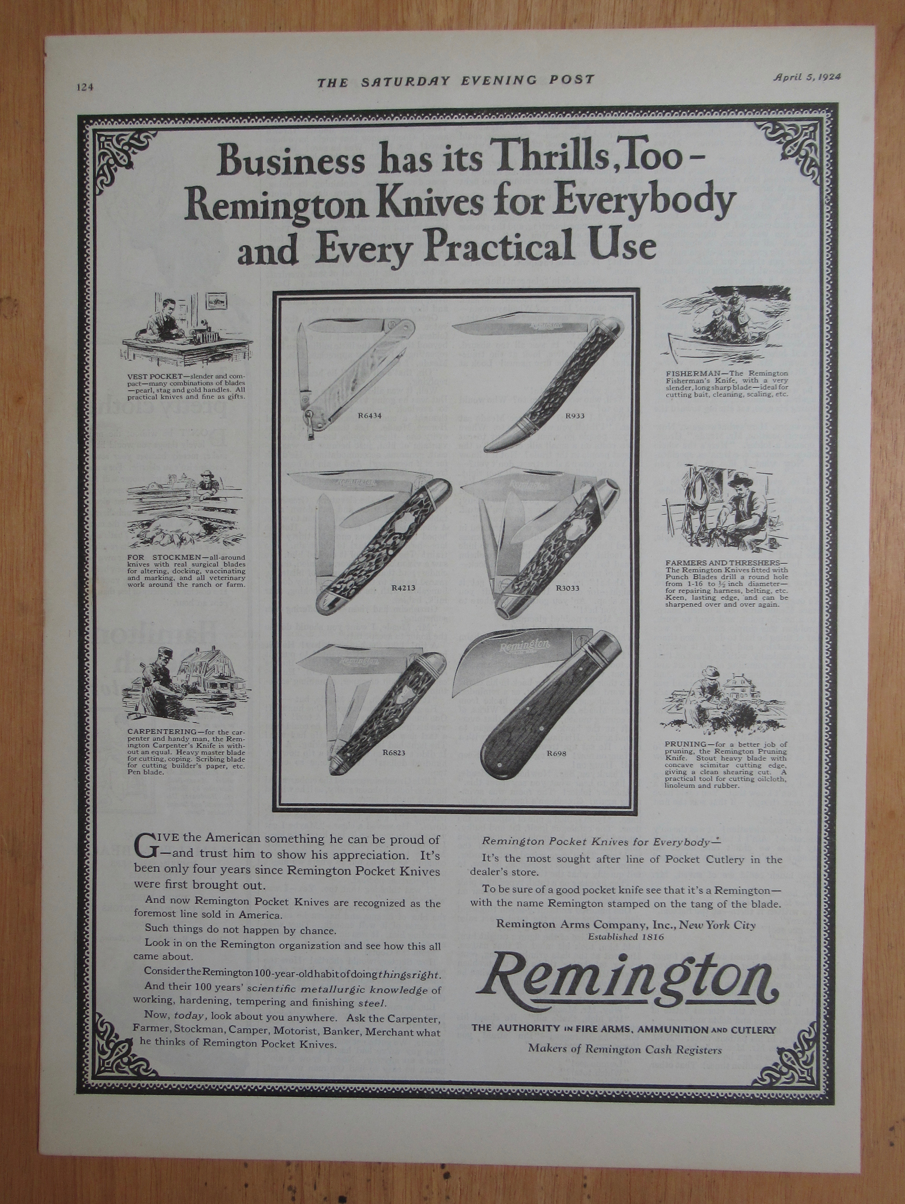 1924 Remington Knives with a Variety of Pocket Knives