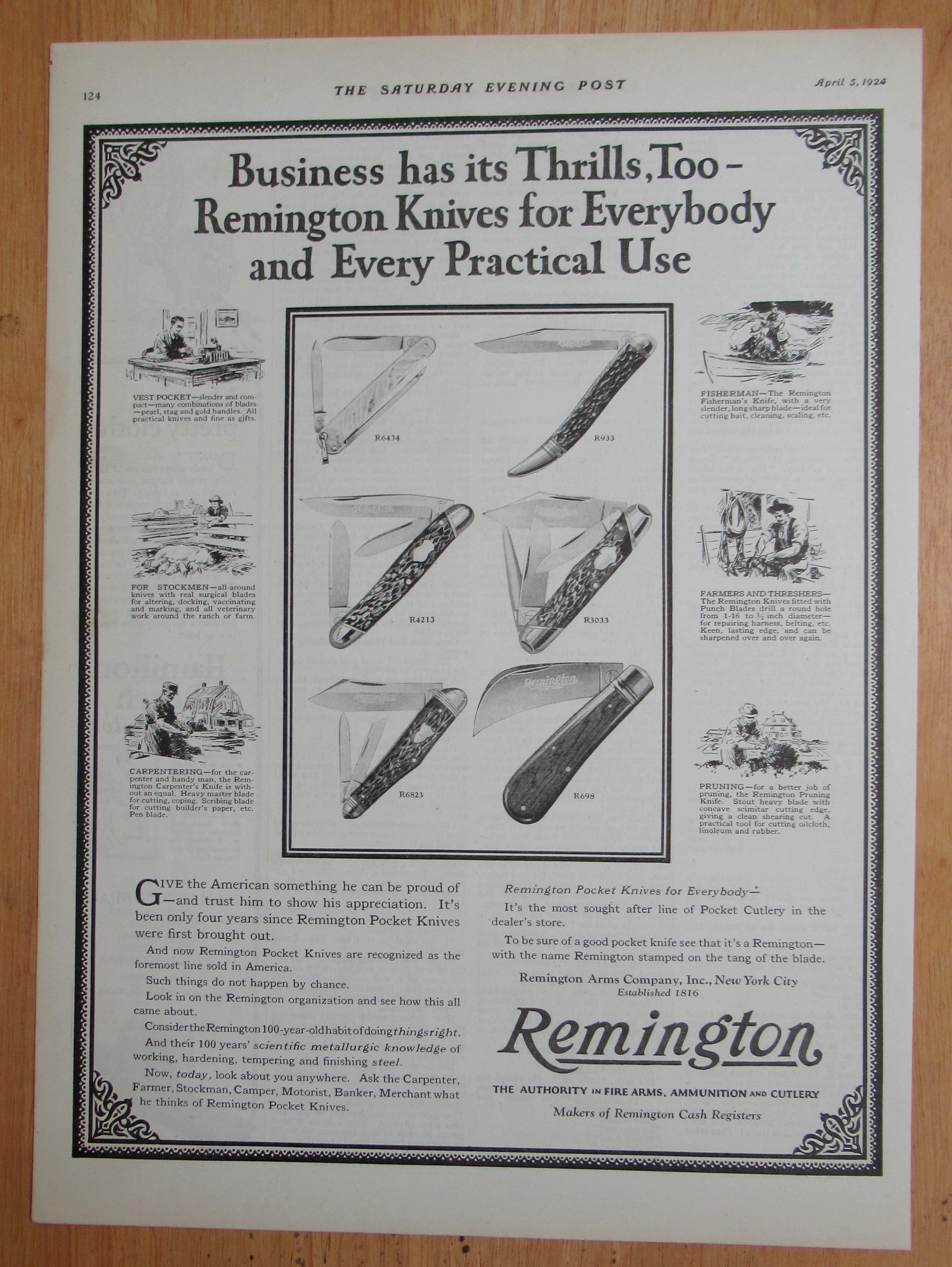 1924 Remington Knives with a Variety of Pocket Knives