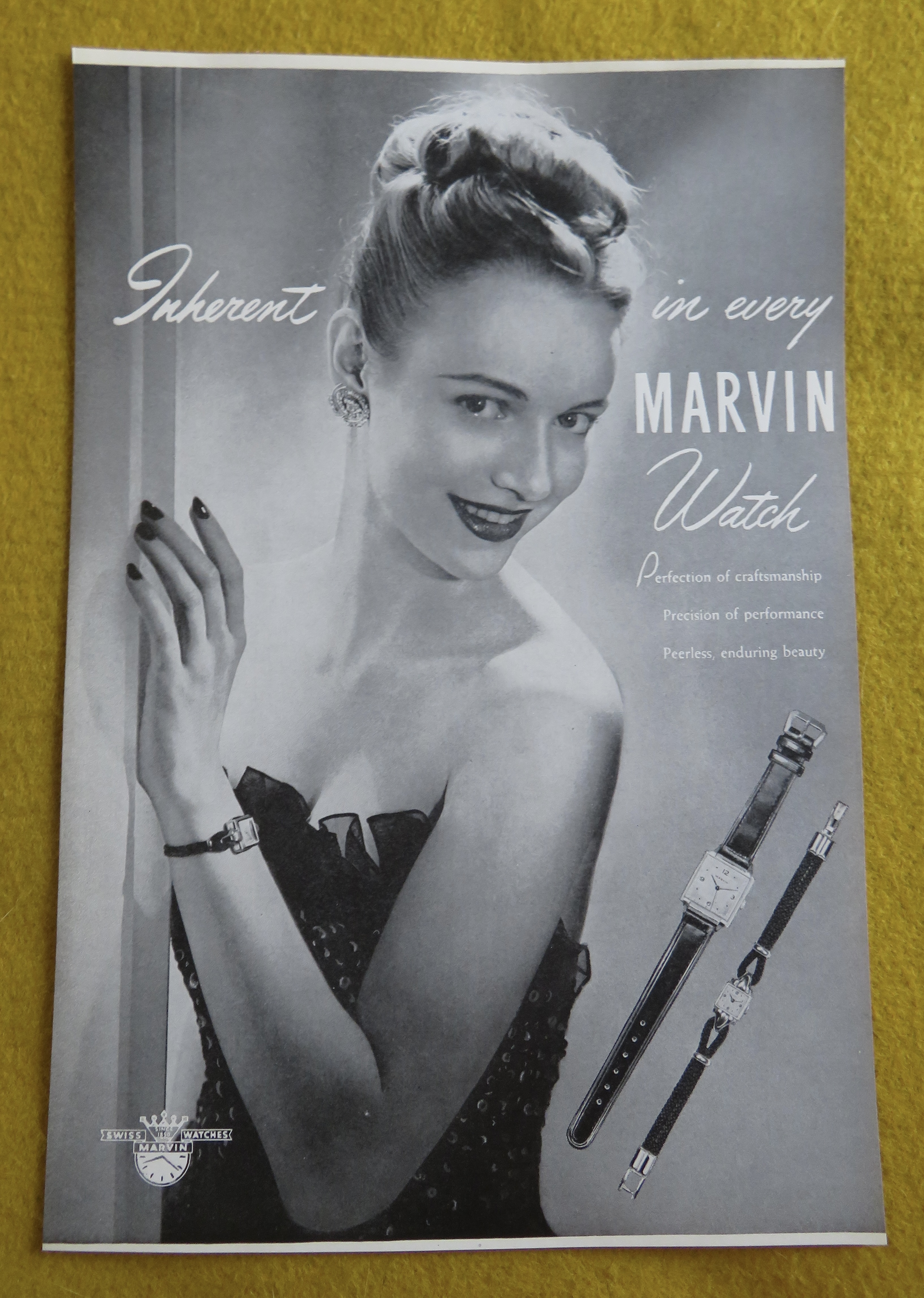 1946 Marvin Watch with Lovely Woman Wearing Watch