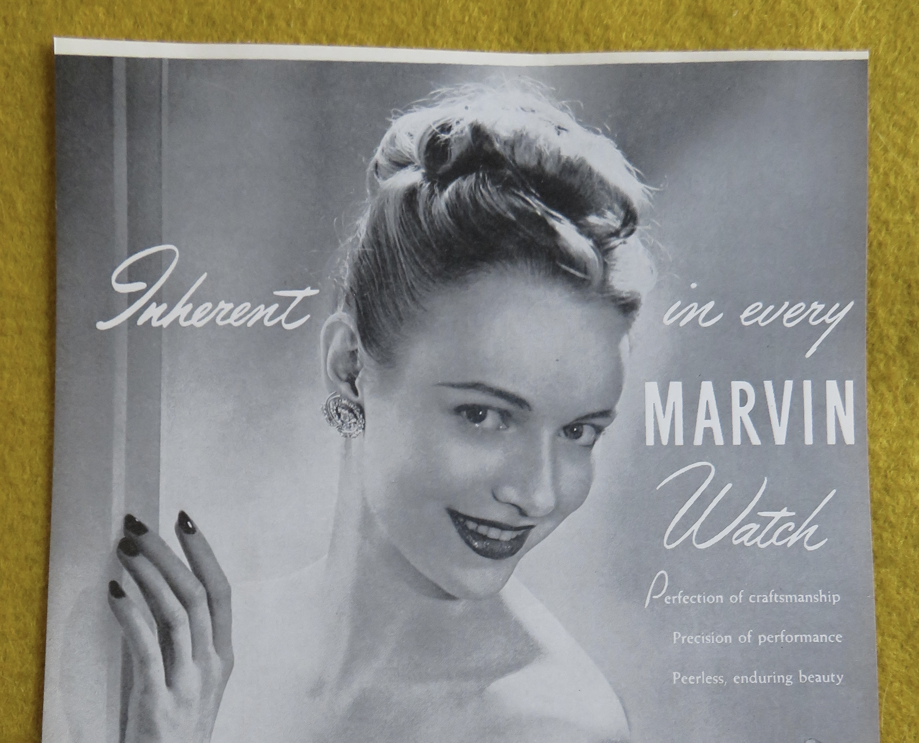 1946 Marvin Watch with Lovely Woman Wearing Watch